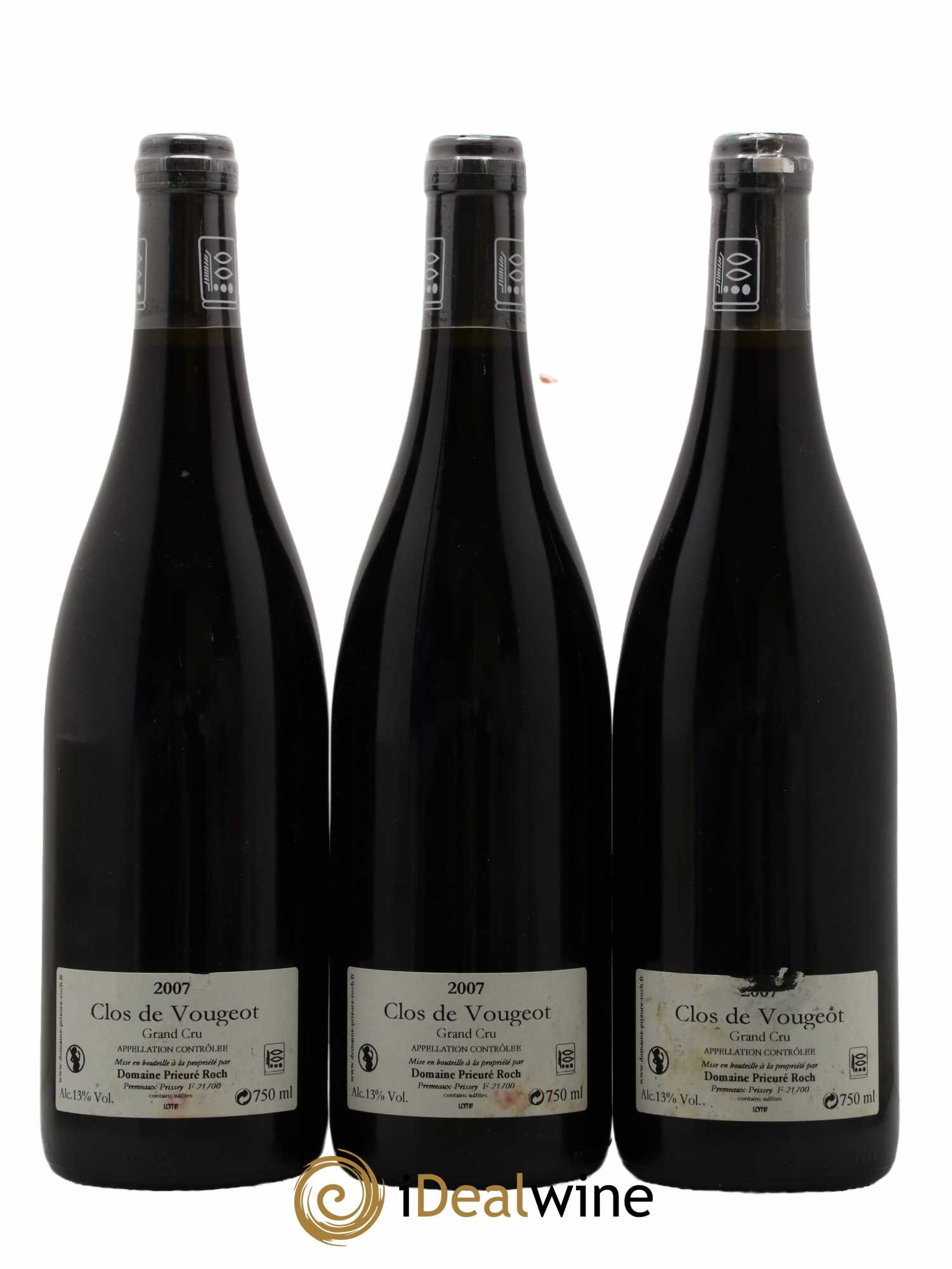 Clos de Vougeot Grand Cru Prieuré Roch 2007 - Lot de 3 bouteilles - 1