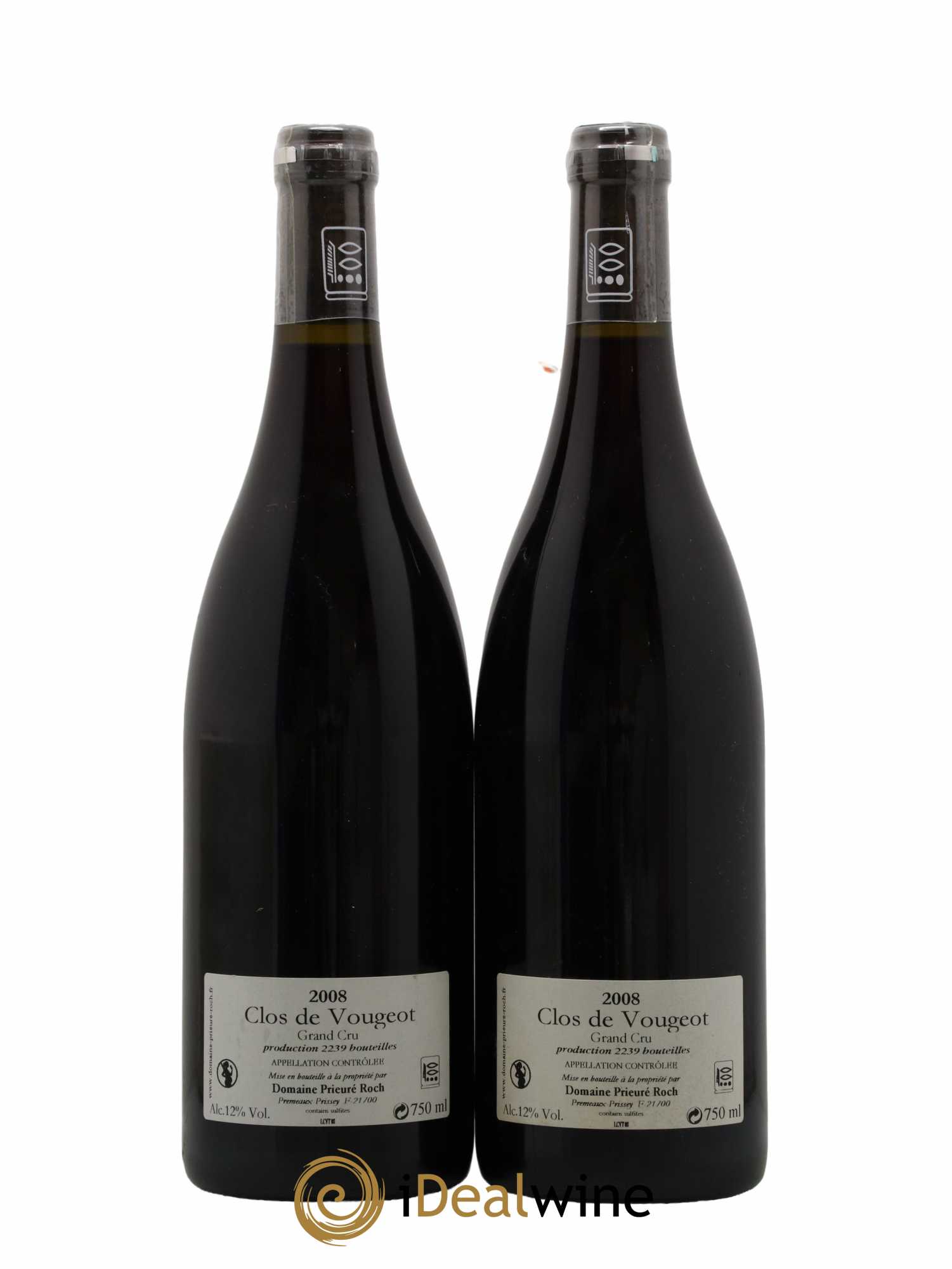 Clos de Vougeot Grand Cru Prieuré Roch 2008 - Lot de 2 bouteilles - 1