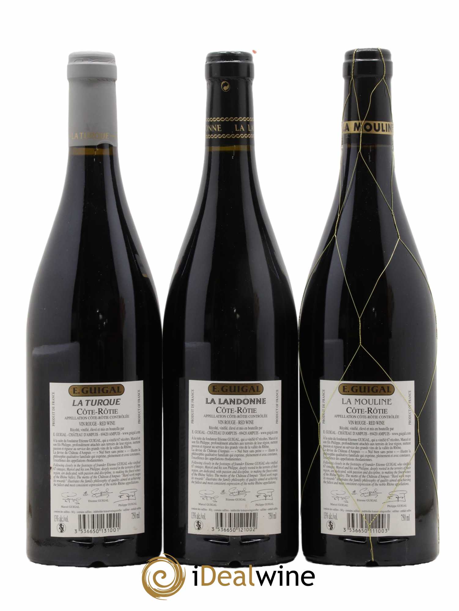 Côte-Rôtie Guigal Trilogie La Turque - La Landonne - La Mouline 2005 - Lot of 3 bottles - 1
