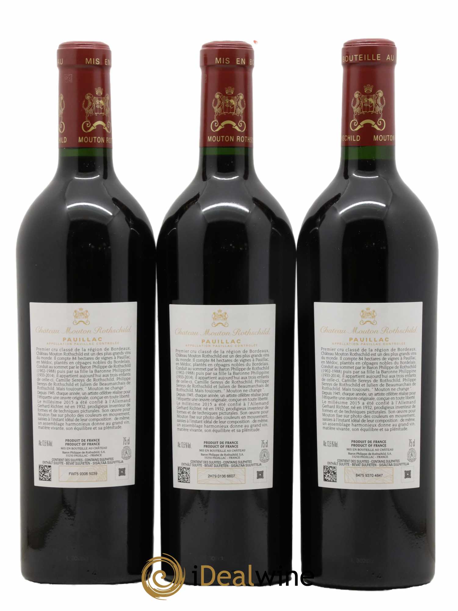 Château Mouton Rothschild 1er Grand Cru Classé 2015 - Lot of 3 bottles - 1