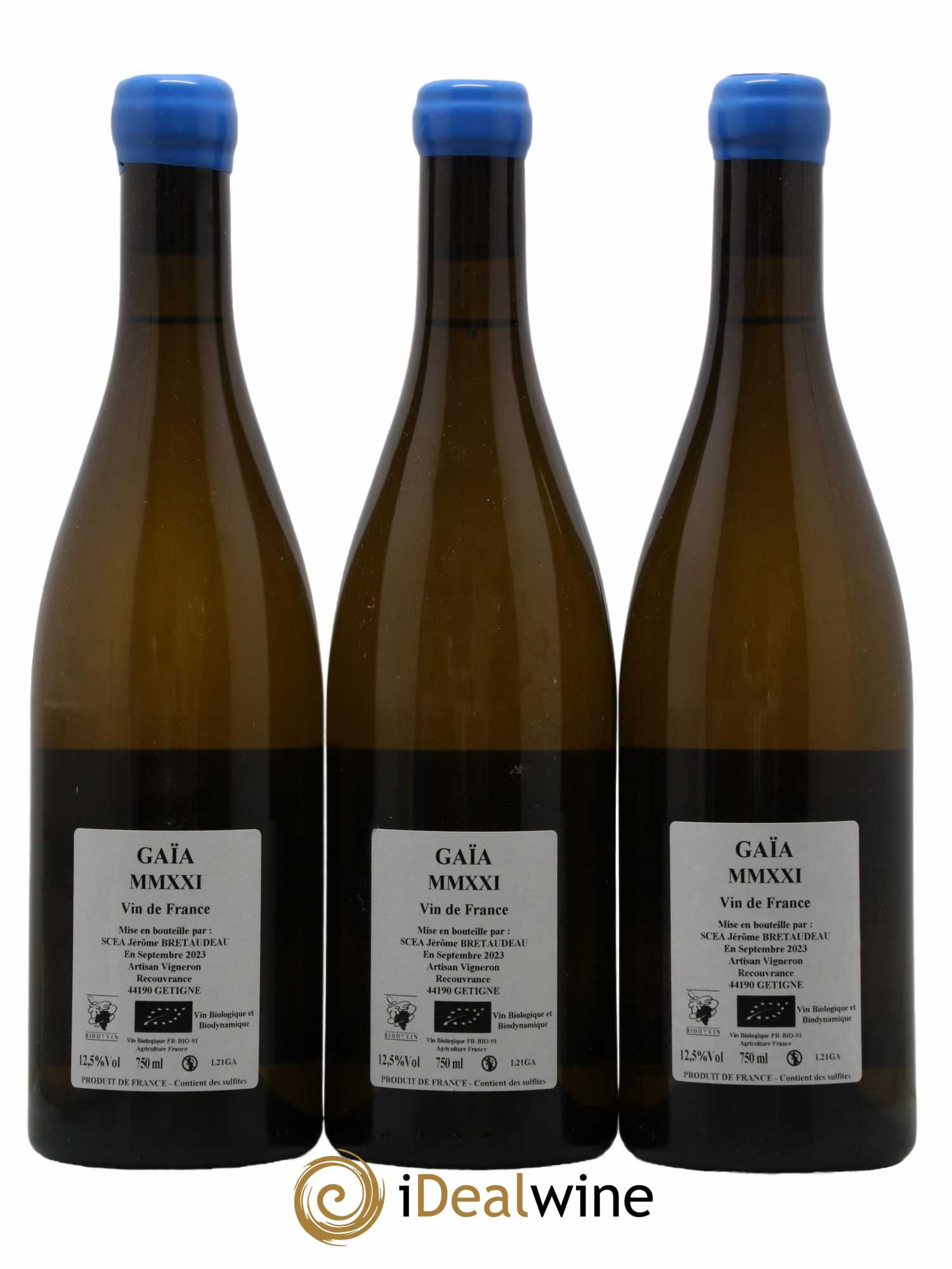 Muscadet-Sèvre-et-Maine Gaia Jérôme Bretaudeau - Domaine de Bellevue 2021 - Lot de 3 bouteilles - 1
