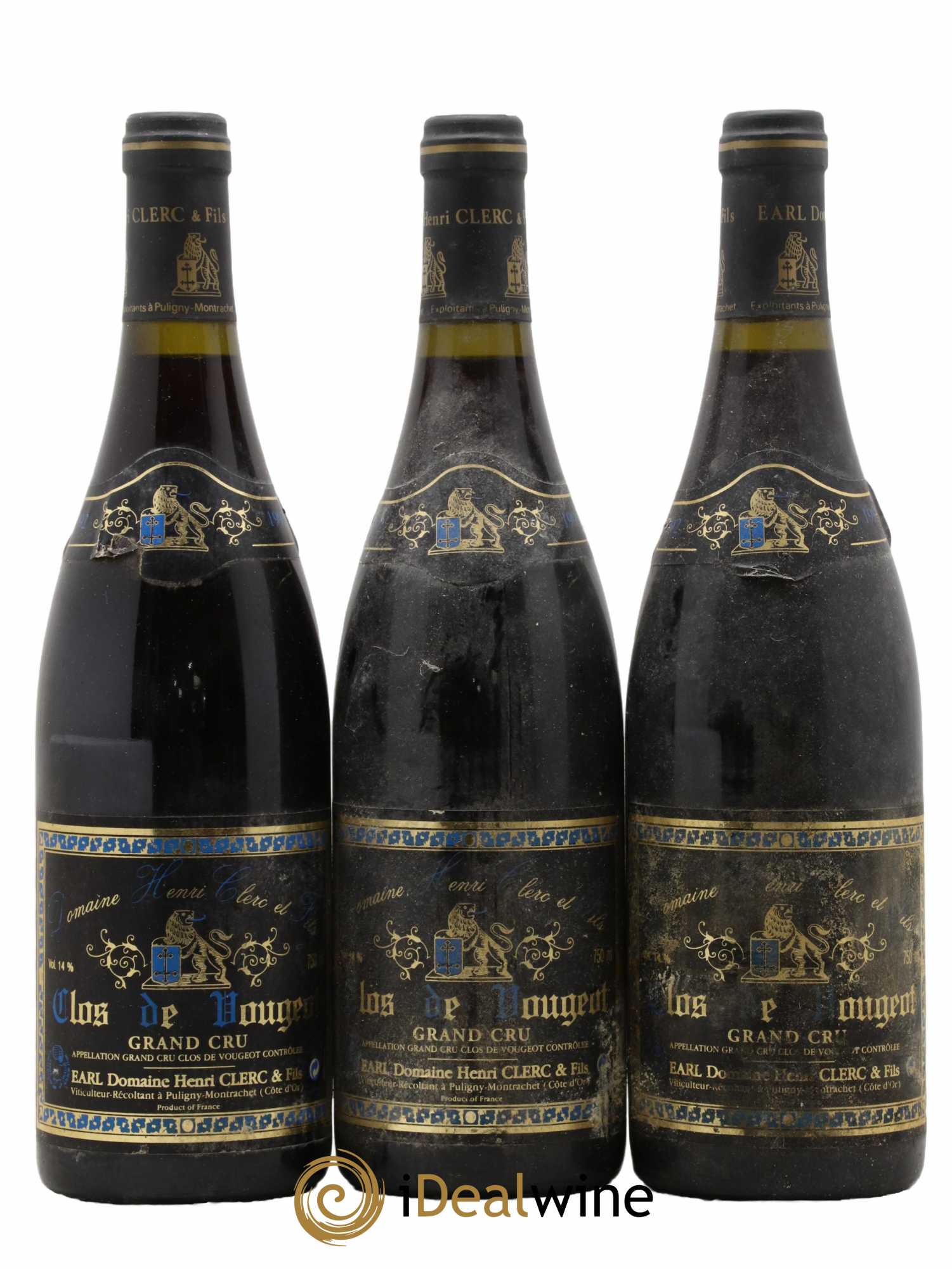 Clos de Vougeot Grand Cru Henri Clerc 1992 - Lot de 3 bouteilles - 0