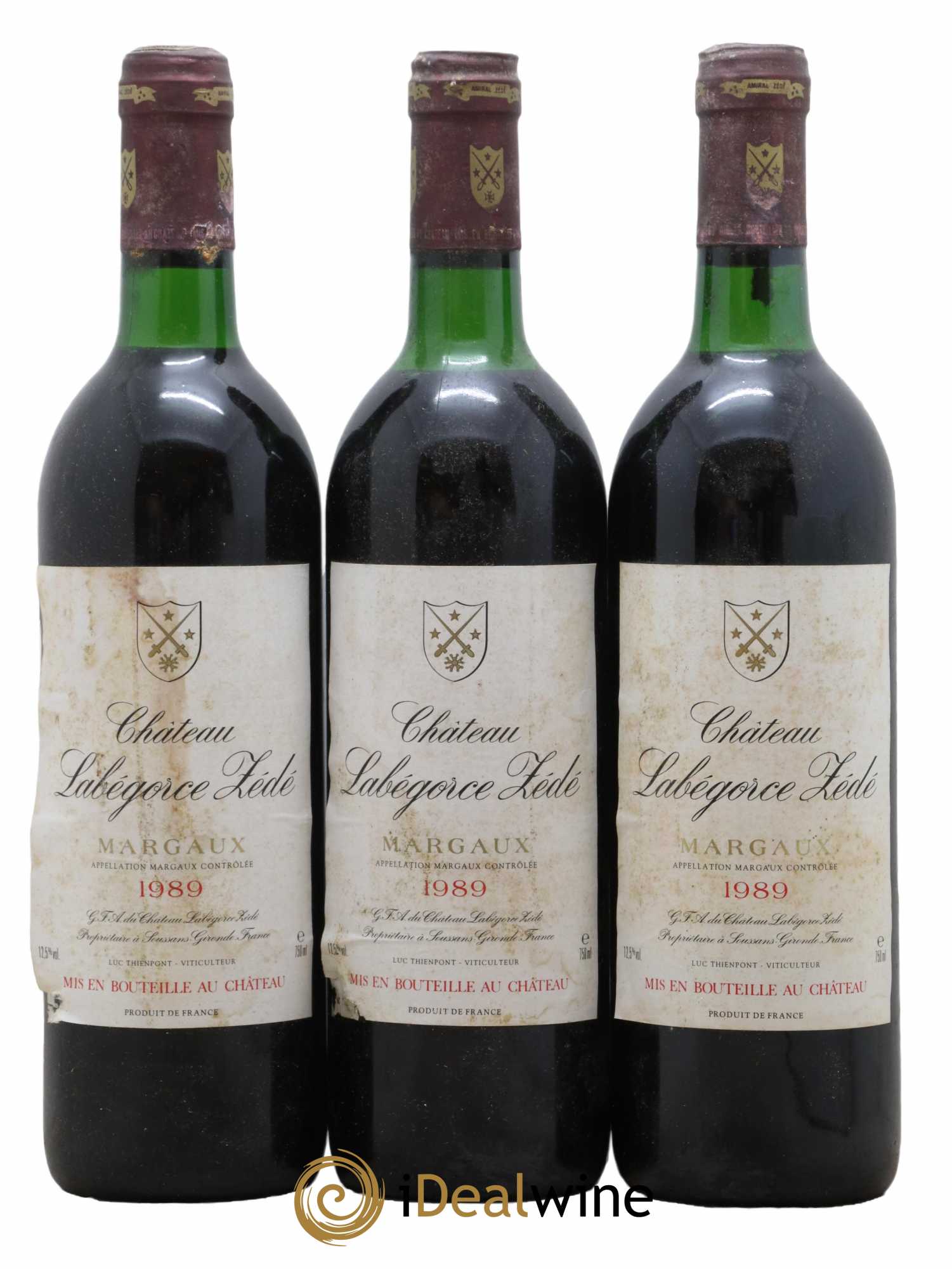 Château Labegorce Zédé Cru Bourgeois 1989 - Lot de 3 bouteilles - 0