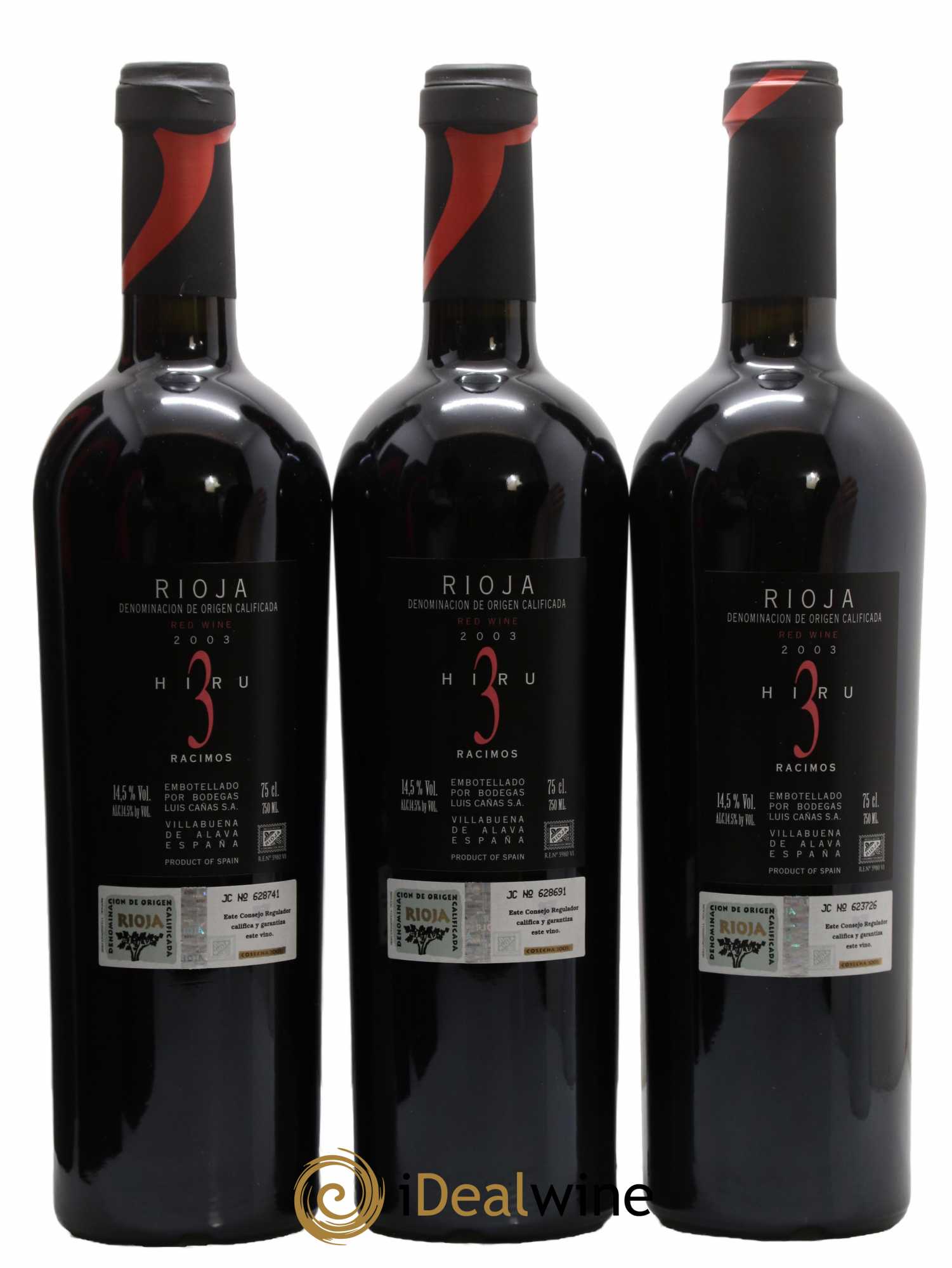 Rioja DOCA Hiru 3 Racimos 2003 - Lotto di 3 bottiglie - 2