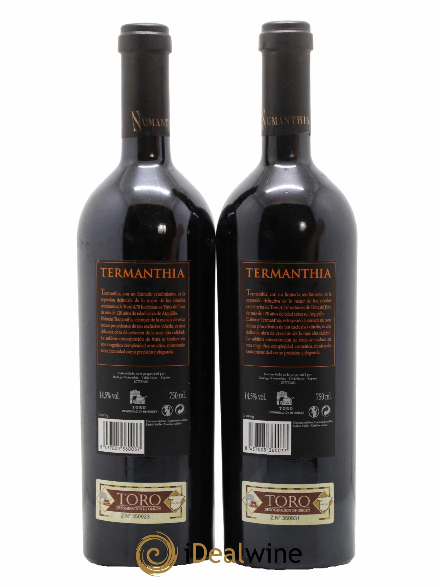 Toro DO Bodega Numanthia Termanthia  2007 - Lot of 2 bottles - 1