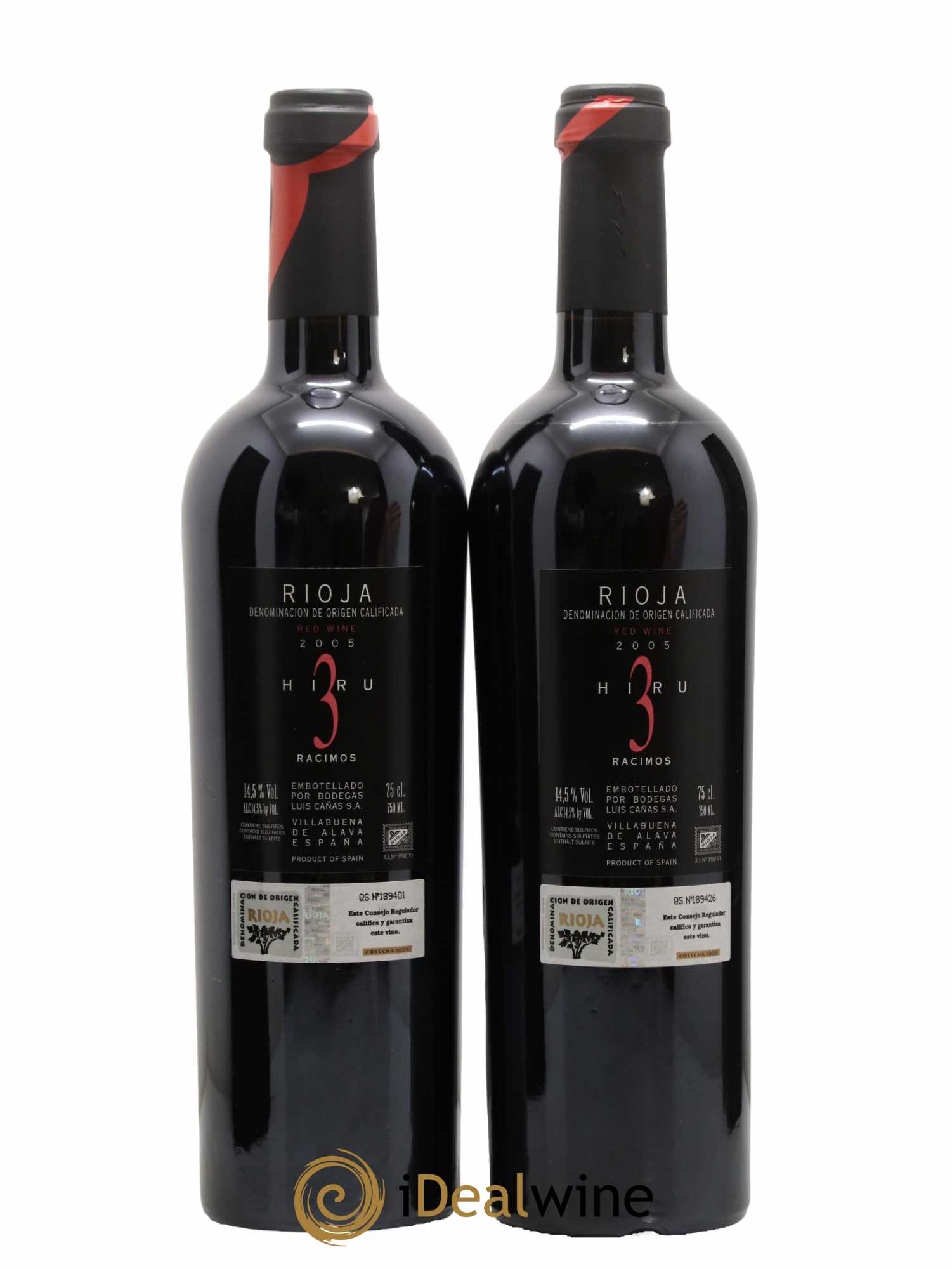 Rioja DOCA Hiru 3 Racimos 2005 - Lot of 2 bottles - 2