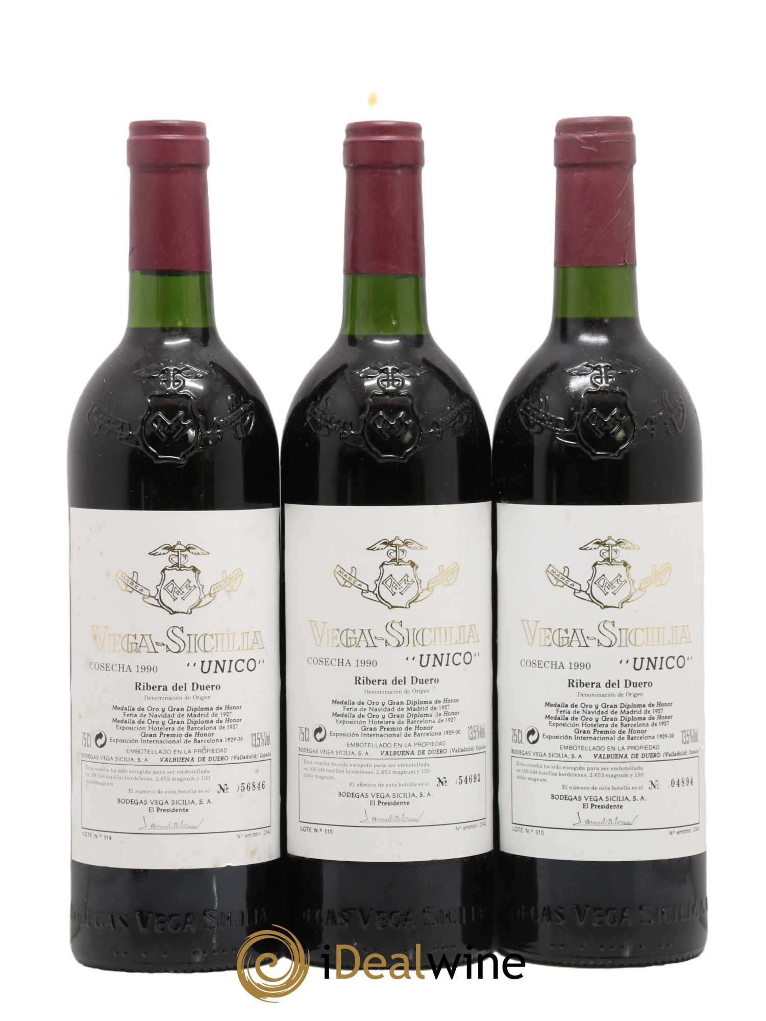 Ribera Del Duero DO Vega Sicilia Unico Famille Alvarez 1990 - Lot de 3 bouteilles - 0