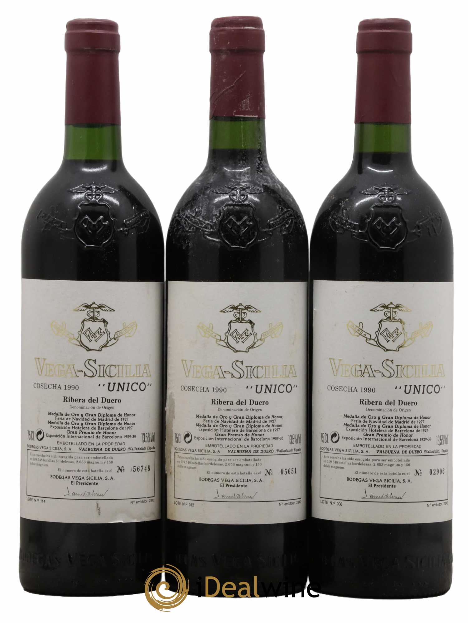 Ribera Del Duero DO Vega Sicilia Unico Famille Alvarez 1990 - Lot de 3 bouteilles - 0