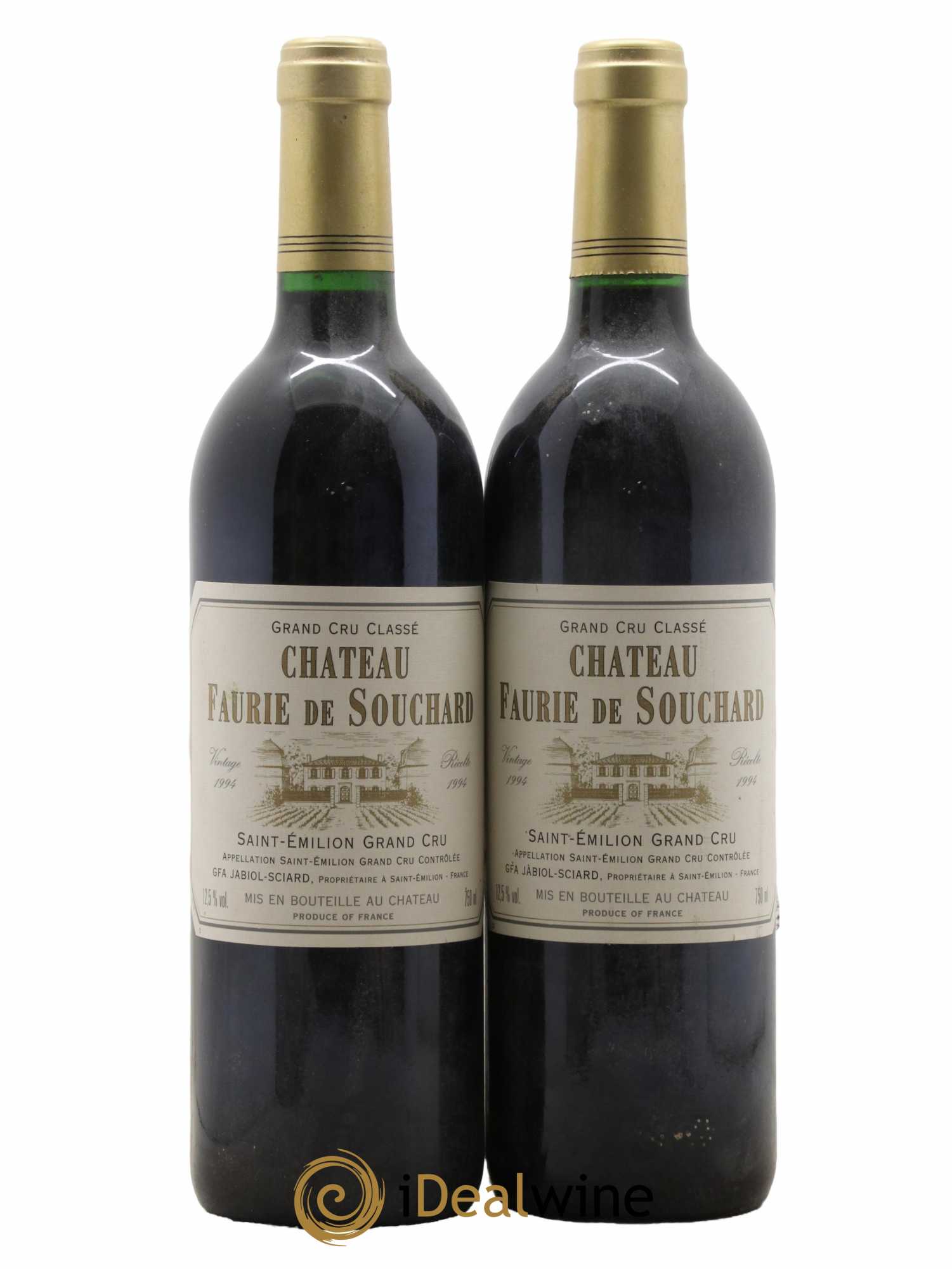 Château Faurie de Souchard Grand Cru Classé 1994 - Lot de 2 bouteilles - 0