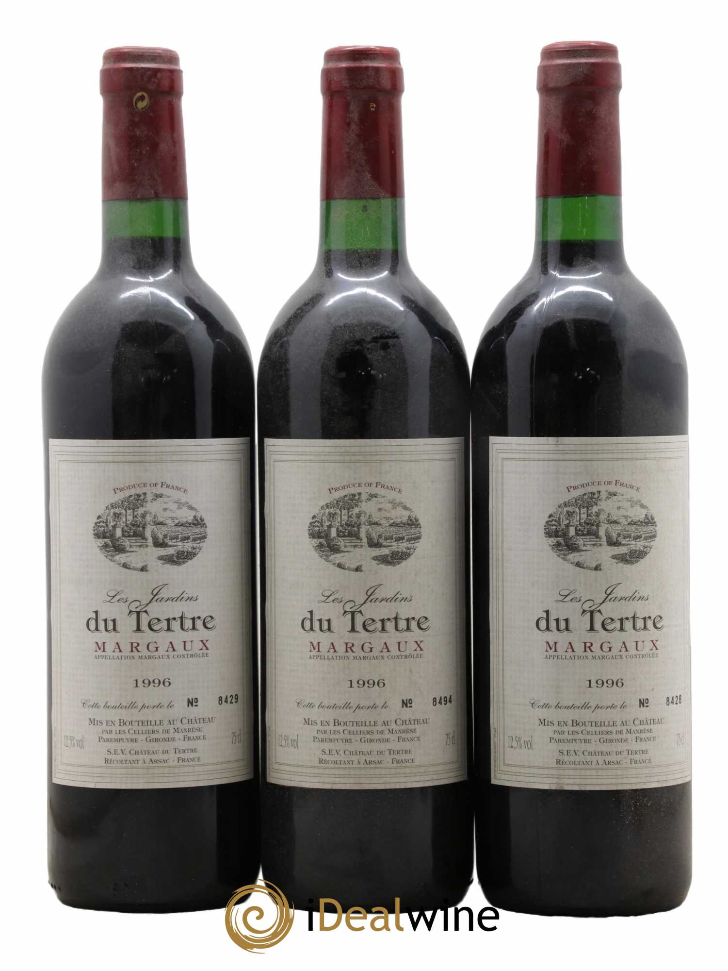 Bordeaux Margaux Les Jardins Du Tertre 1996 - Lot de 3 bouteilles - 0