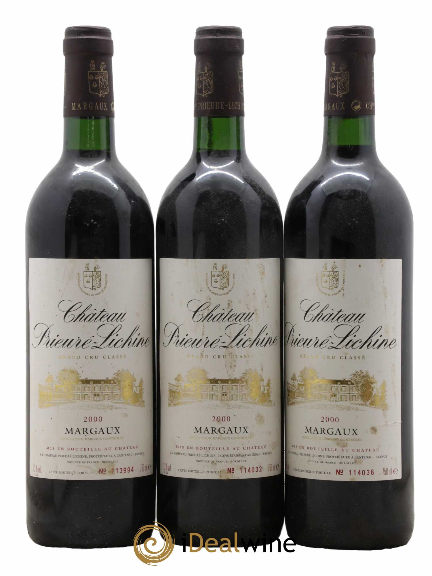 Château Prieuré Lichine 4ème Grand Cru Classé 2000 - Lot de 3 bouteilles - 0