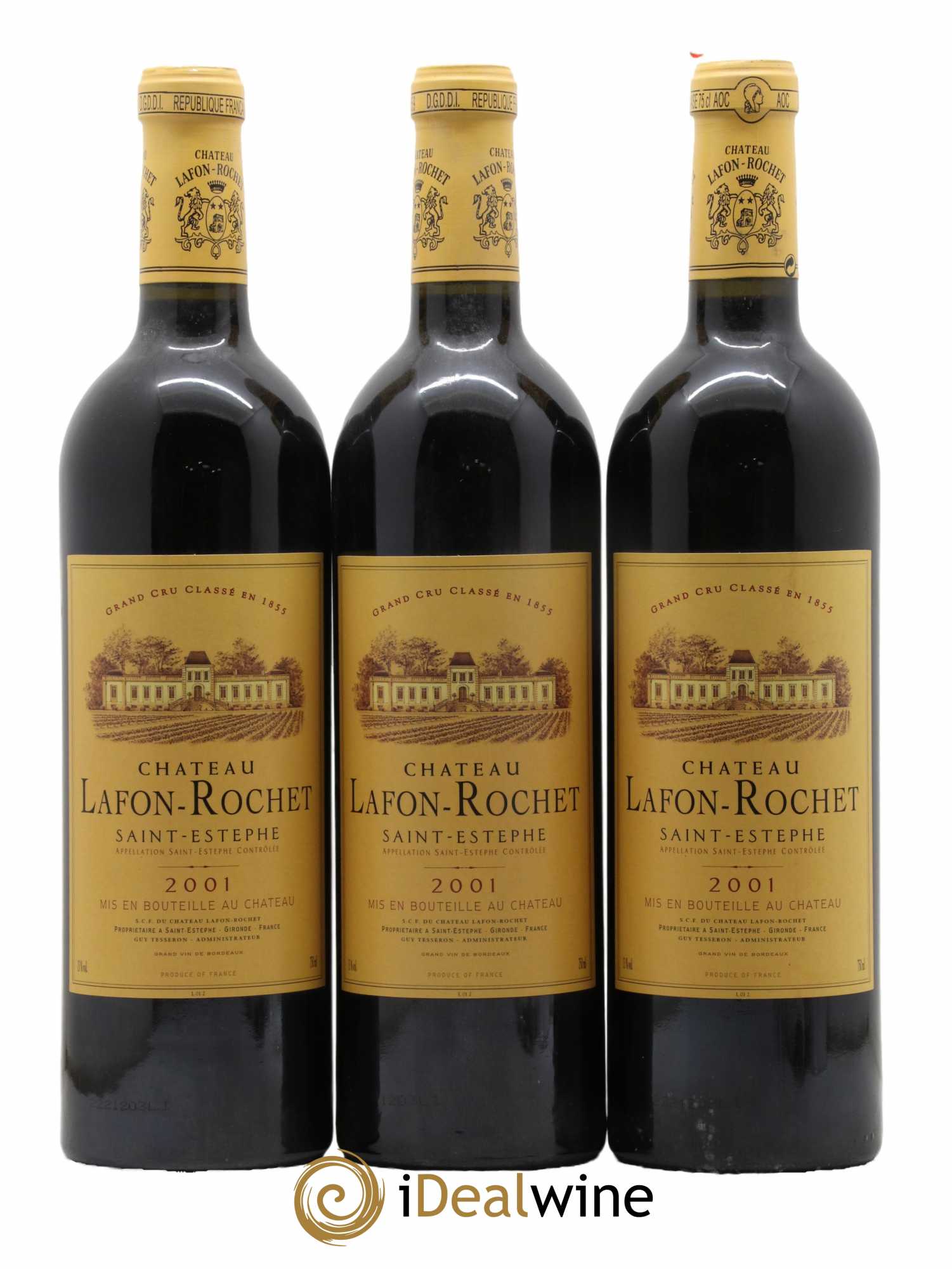 Château Lafon Rochet 4ème Grand Cru Classé 2001 - Lot de 3 bouteilles - 0