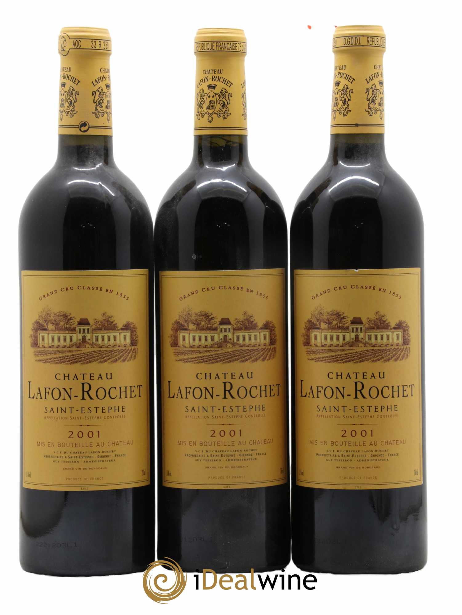 Château Lafon Rochet 4ème Grand Cru Classé 2001 - Lot de 3 bouteilles - 0