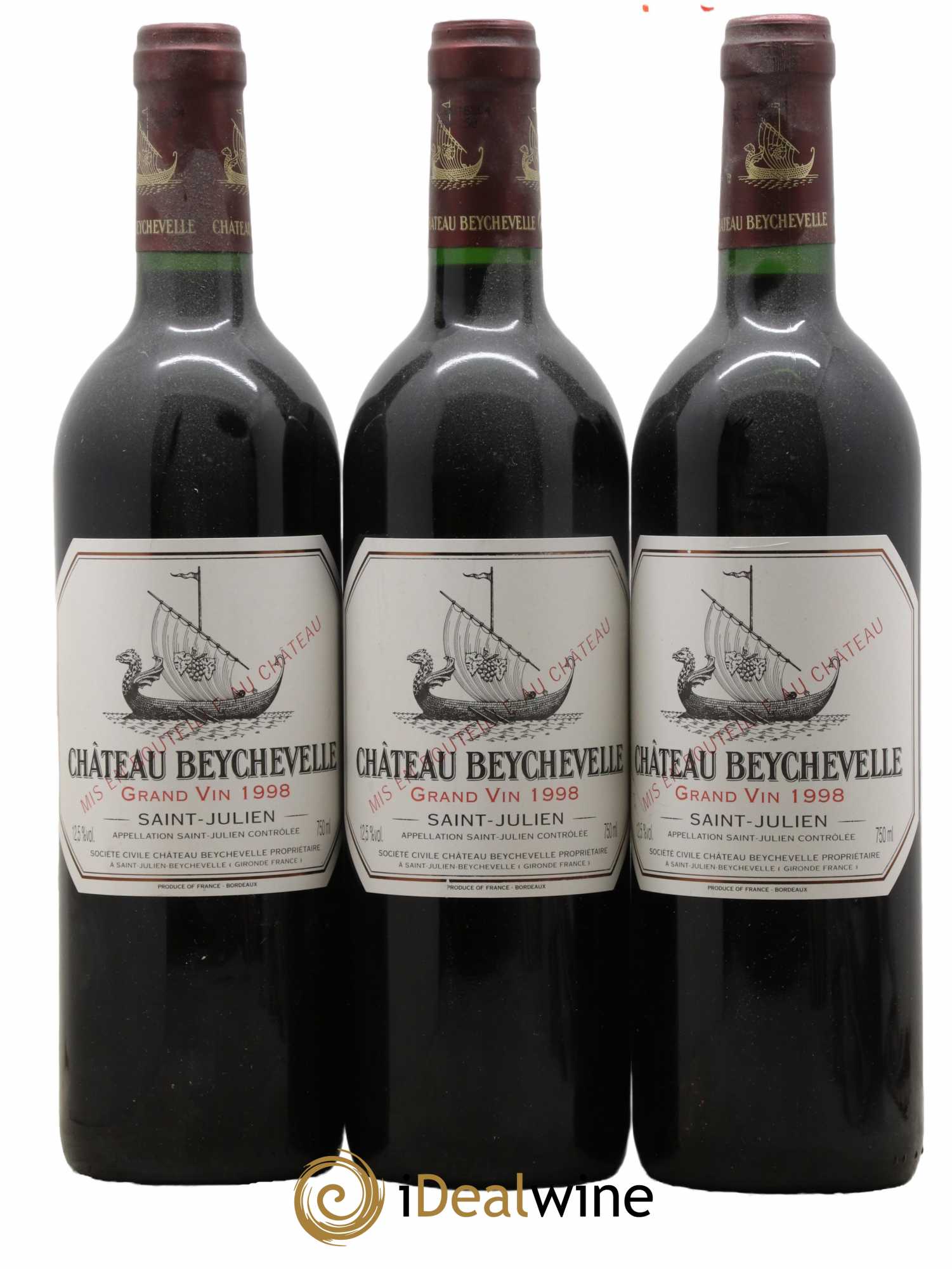 Château Beychevelle 4ème Grand Cru Classé 1998 - Lot de 3 bouteilles - 0