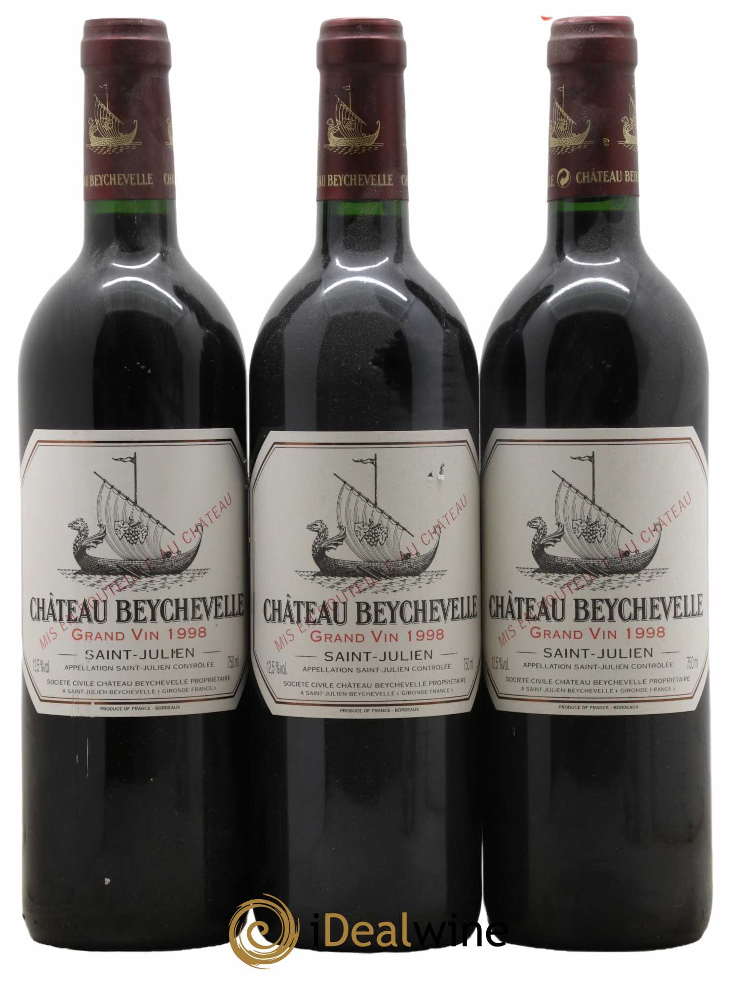 Château Beychevelle 4ème Grand Cru Classé 1998 - Lot de 3 bouteilles - 0