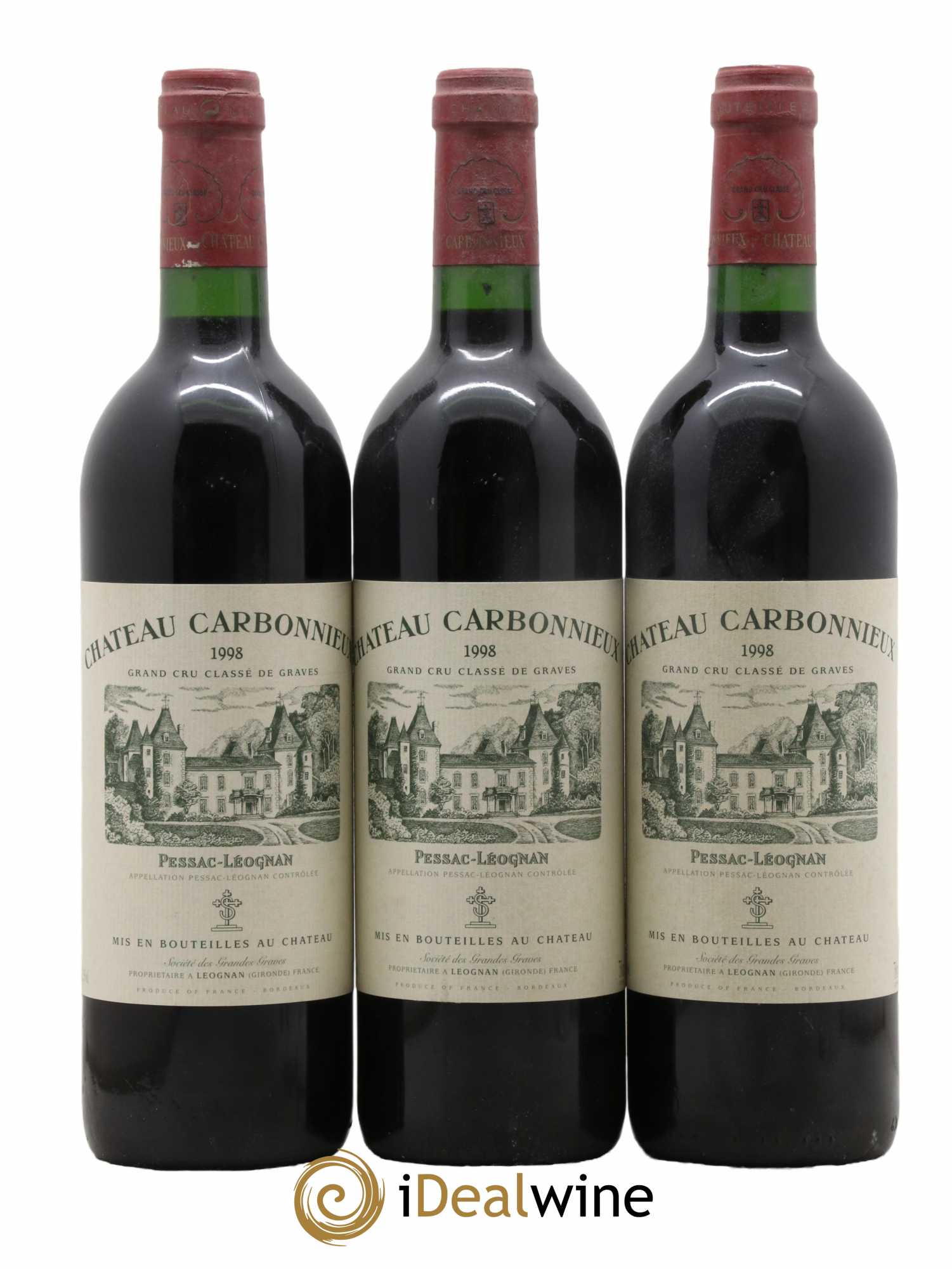 Château Carbonnieux Cru Classé de Graves 1998 - Lot de 3 bouteilles - 0