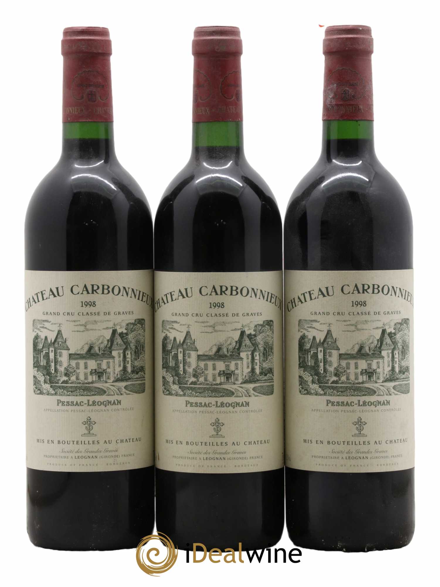 Château Carbonnieux Cru Classé de Graves 1998 - Lot de 3 bouteilles - 0