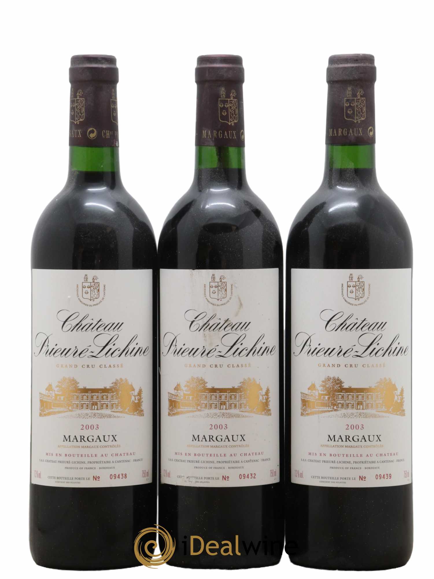 Château Prieuré Lichine 4ème Grand Cru Classé 2003 - Lot de 3 bouteilles - 0