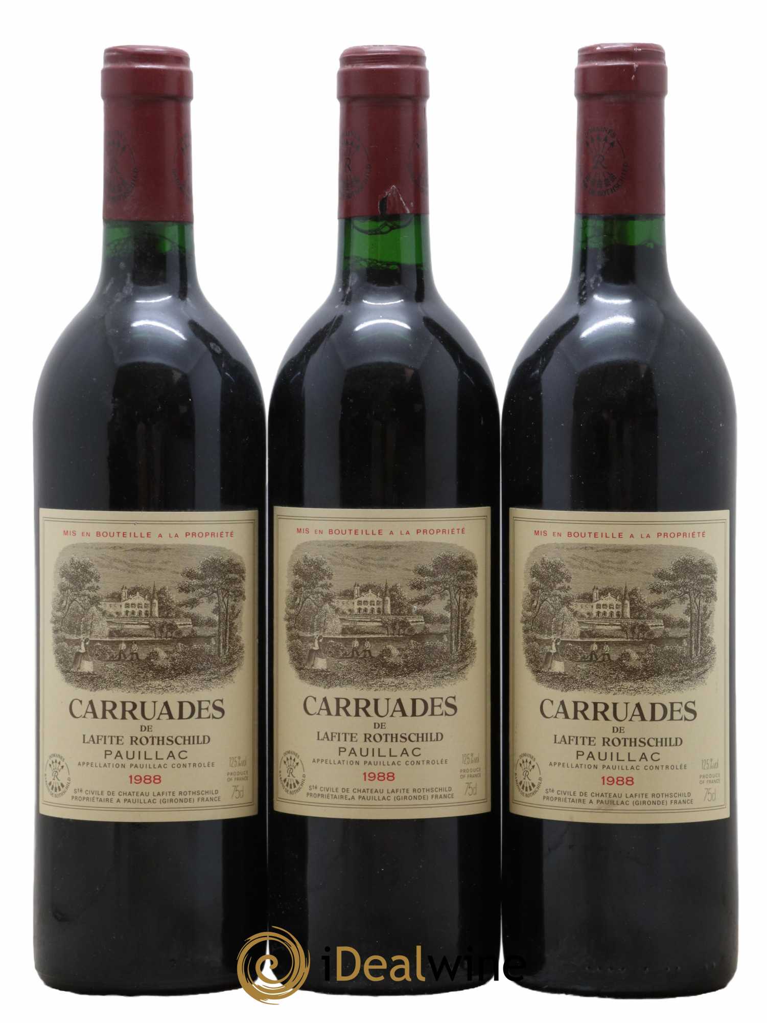 Carruades de Lafite Rothschild Second Vin 1988 - Lot de 3 bouteilles - 0