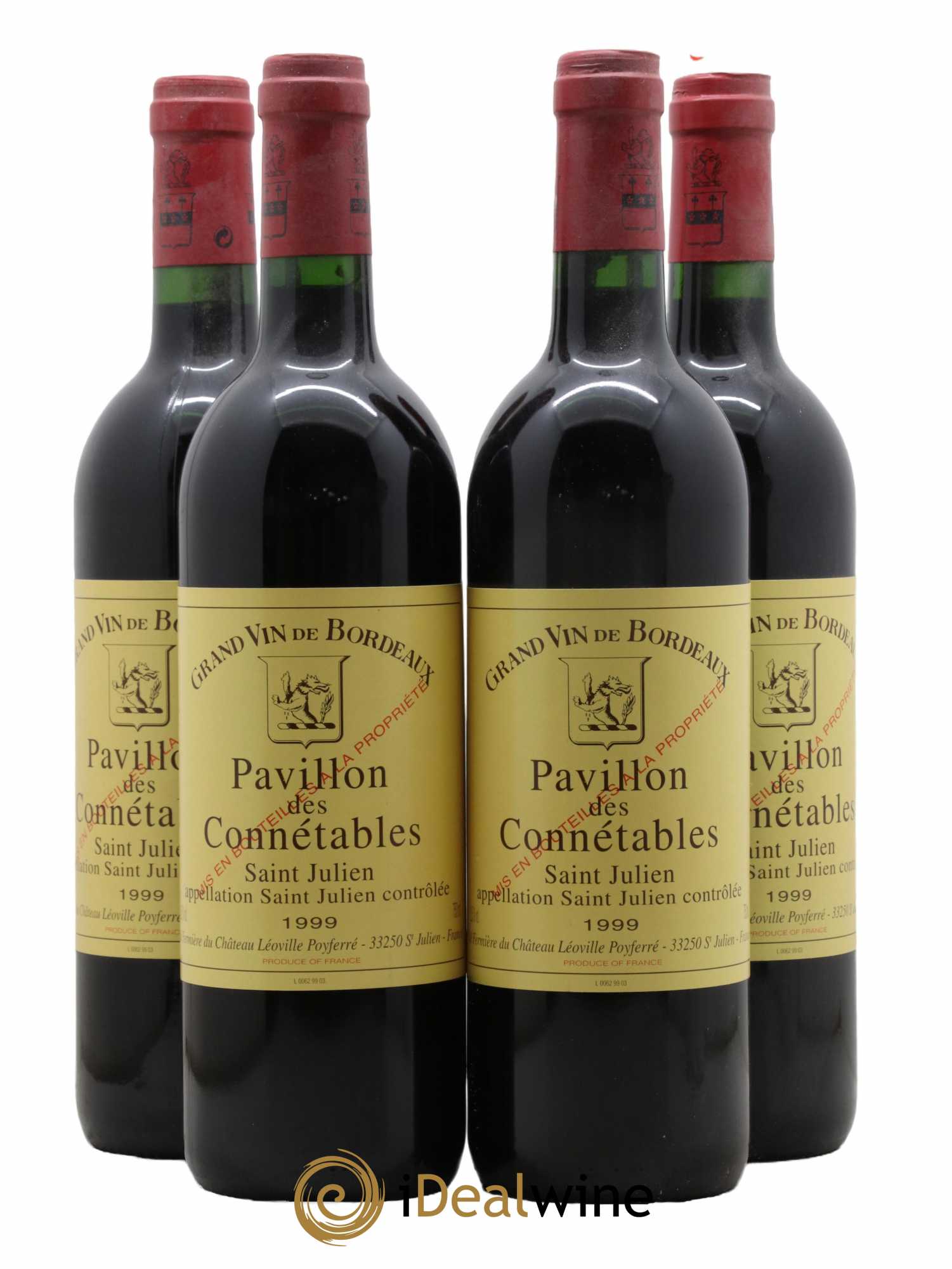 Saint-Julien Pavillon Des Connetables du Château Léoville Poyferré 1999 - Lot de 4 bouteilles - 0