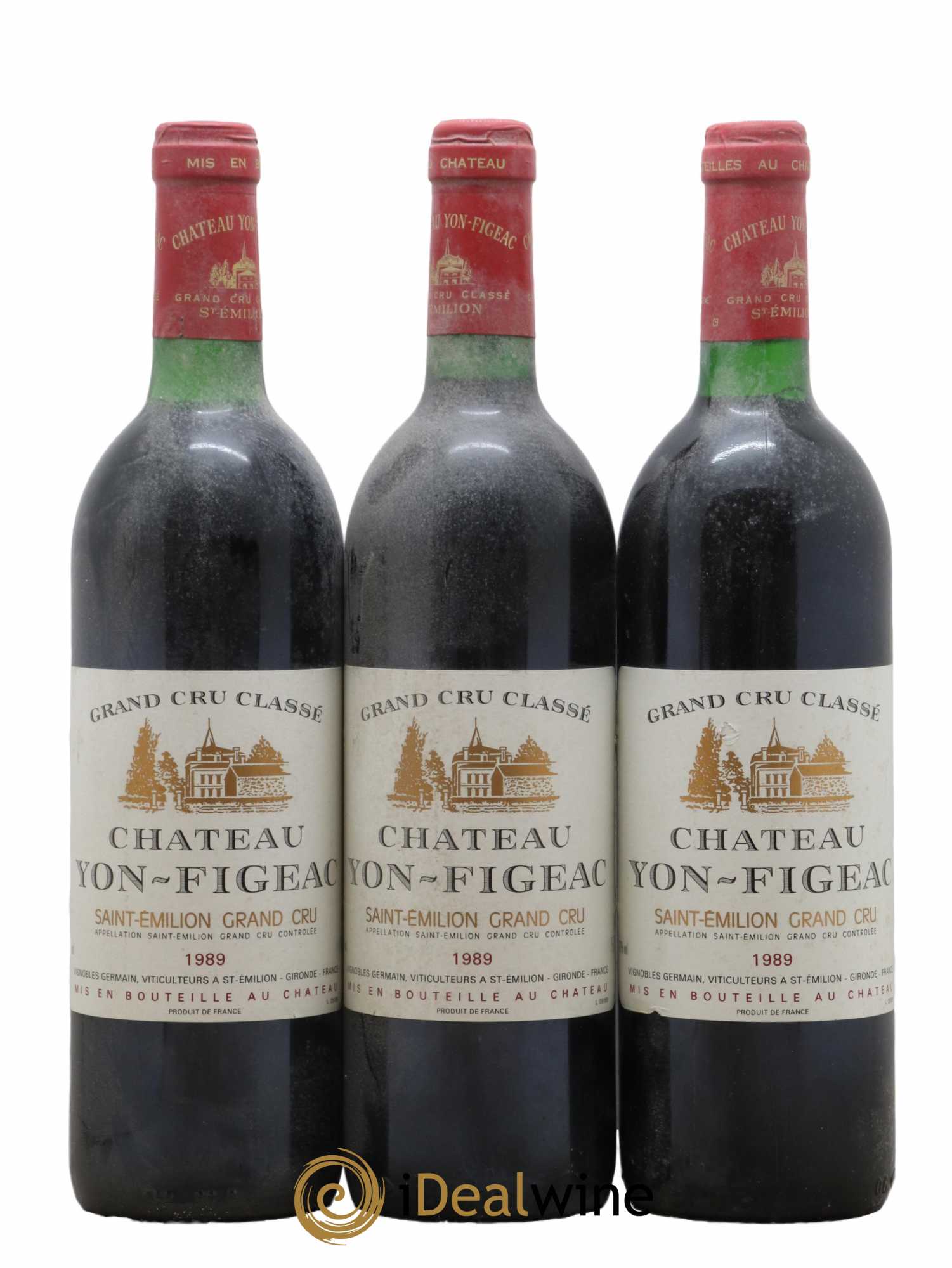 Château Yon Figeac Grand Cru Classé 1989 - Lot de 3 bouteilles - 0