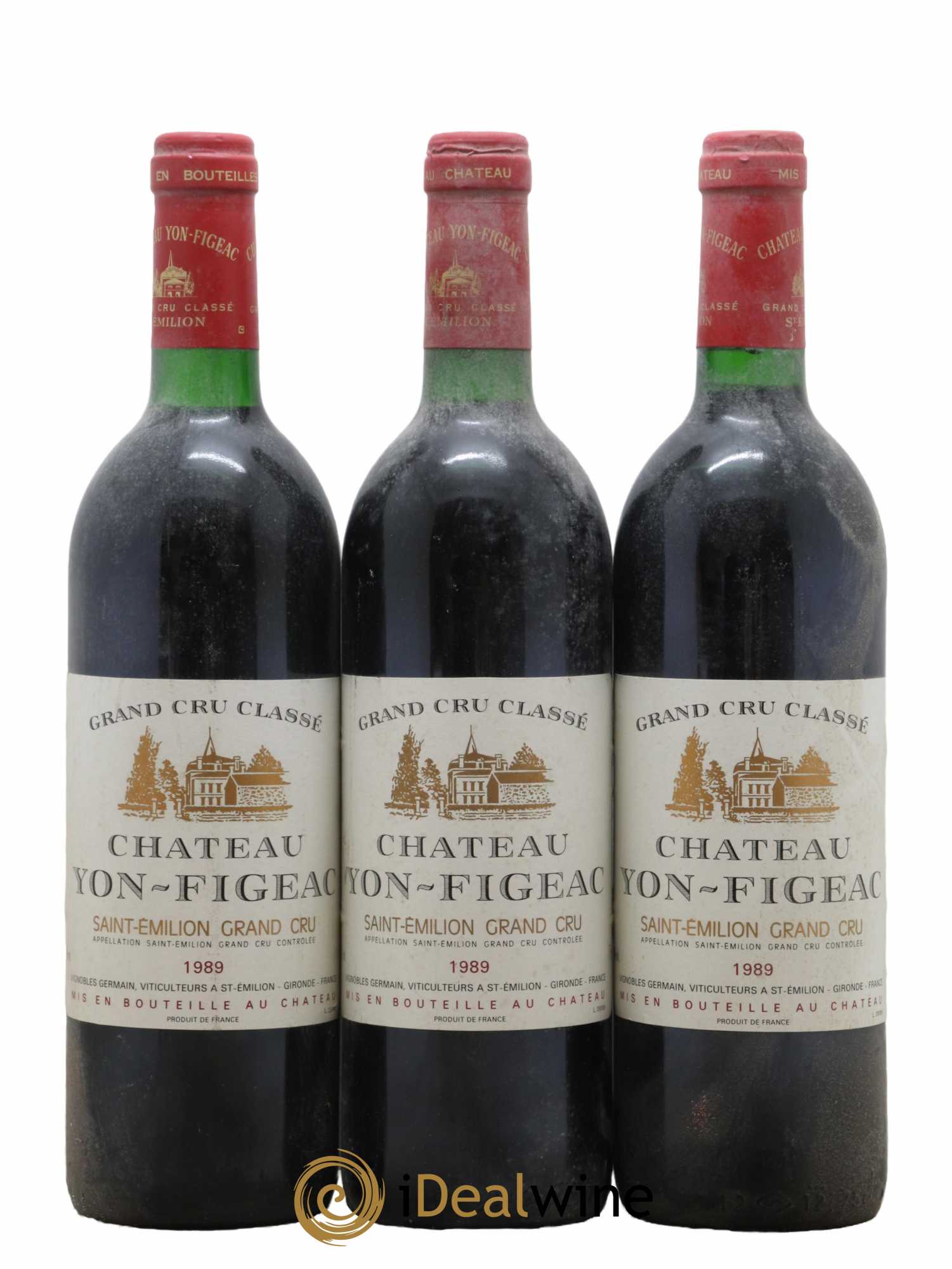 Château Yon Figeac Grand Cru Classé 1989 - Lot de 3 bouteilles - 0