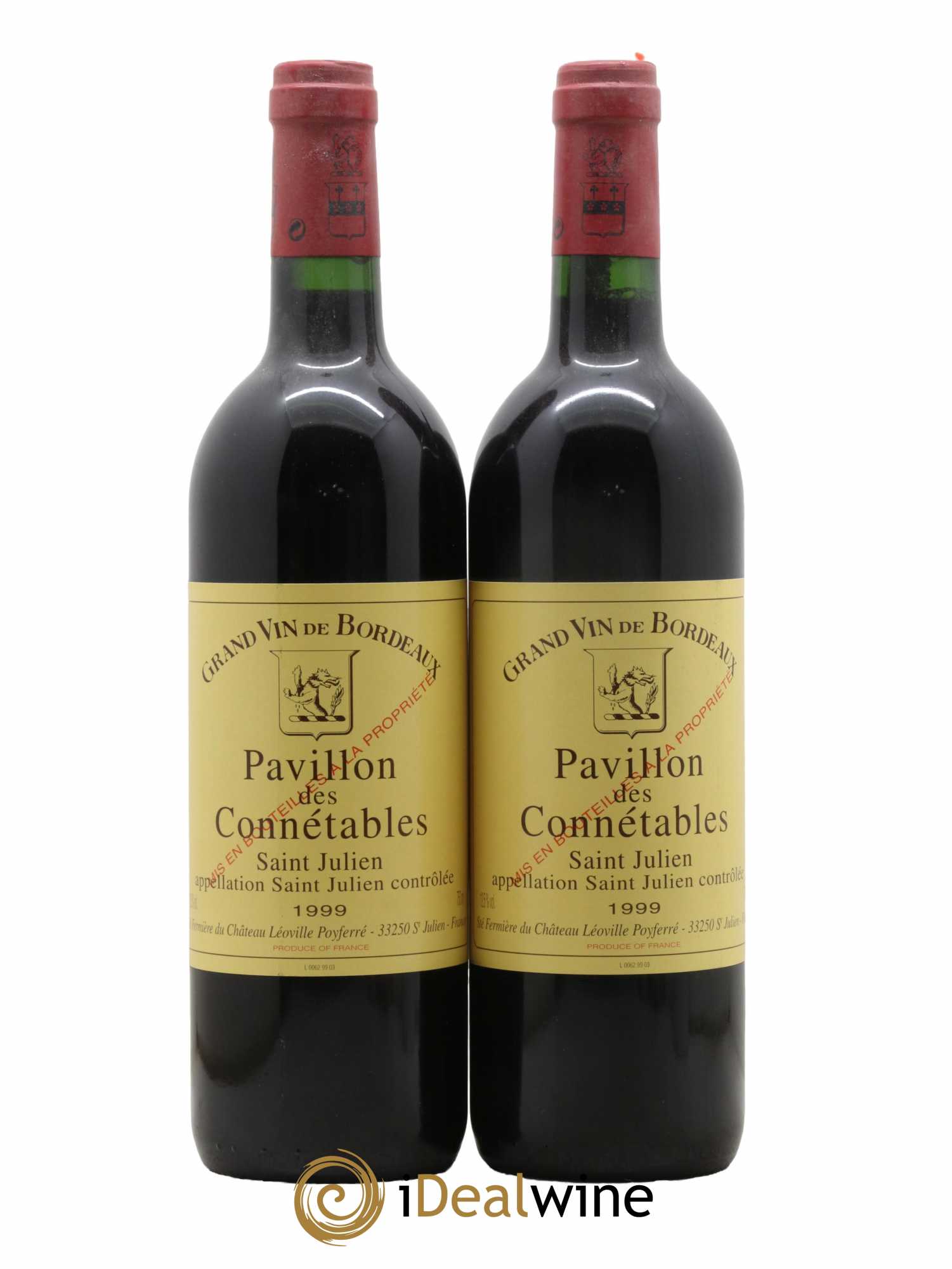 Saint-Julien Pavillon Des Connetables du Château Léoville Poyferré 1999 - Lot de 2 bouteilles - 0