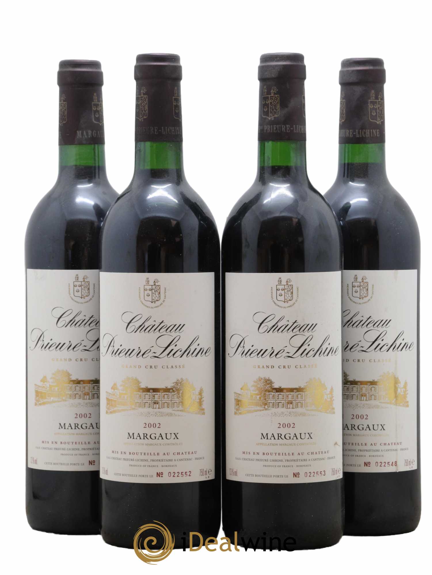 Château Prieuré Lichine 4ème Grand Cru Classé 2002 - Lot de 4 bouteilles - 0