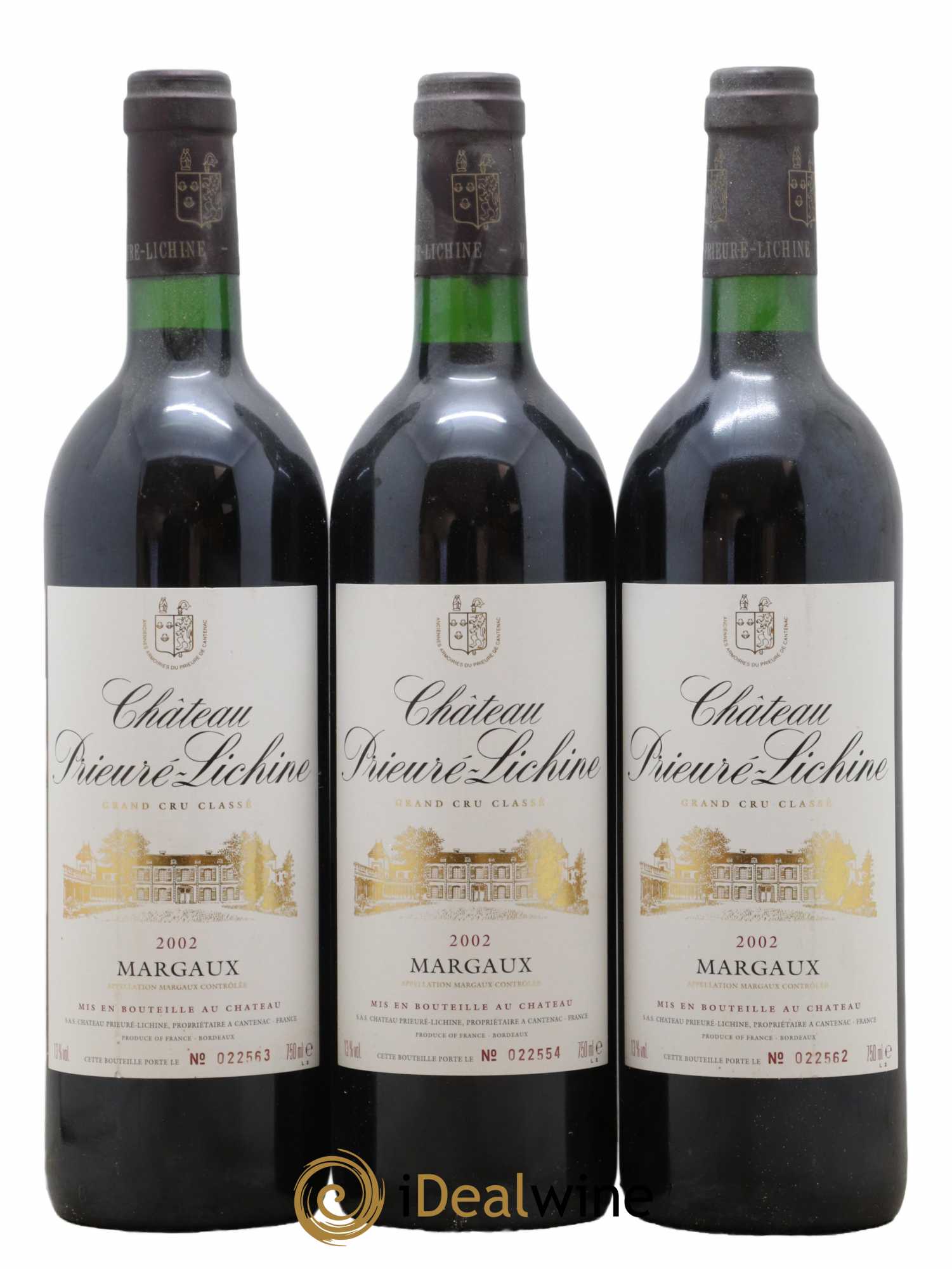 Château Prieuré Lichine 4ème Grand Cru Classé 2002 - Lot de 3 bouteilles - 0