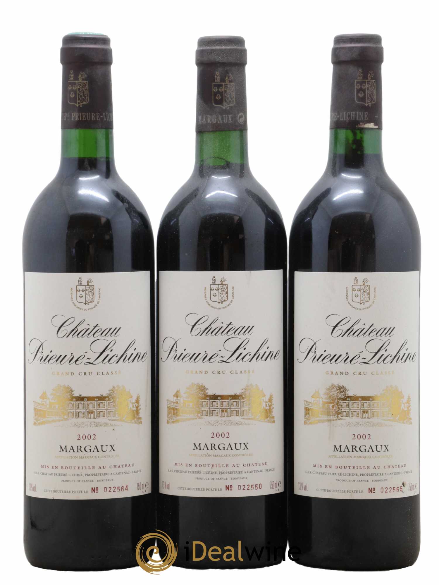 Château Prieuré Lichine 4ème Grand Cru Classé 2002 - Lot de 3 bouteilles - 0