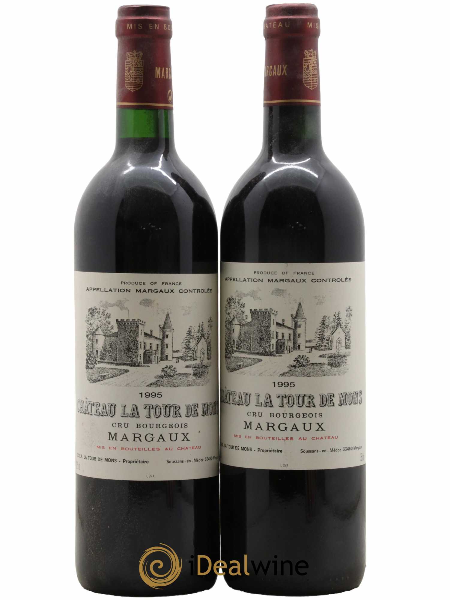 Château la Tour de Mons Cru Bourgeois 1995 - Lot de 2 bouteilles - 0