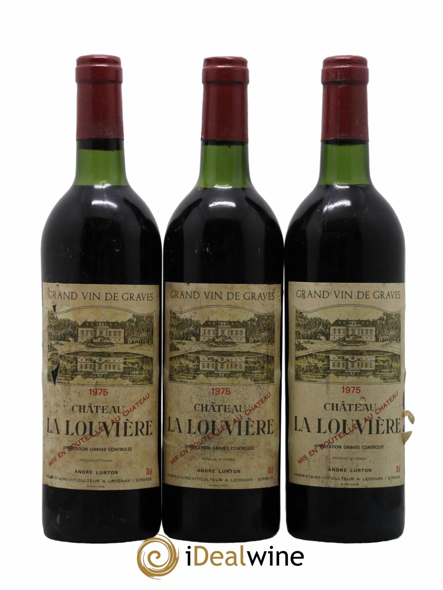 Château la Louvière 1975 - Lot de 3 bouteilles - 0