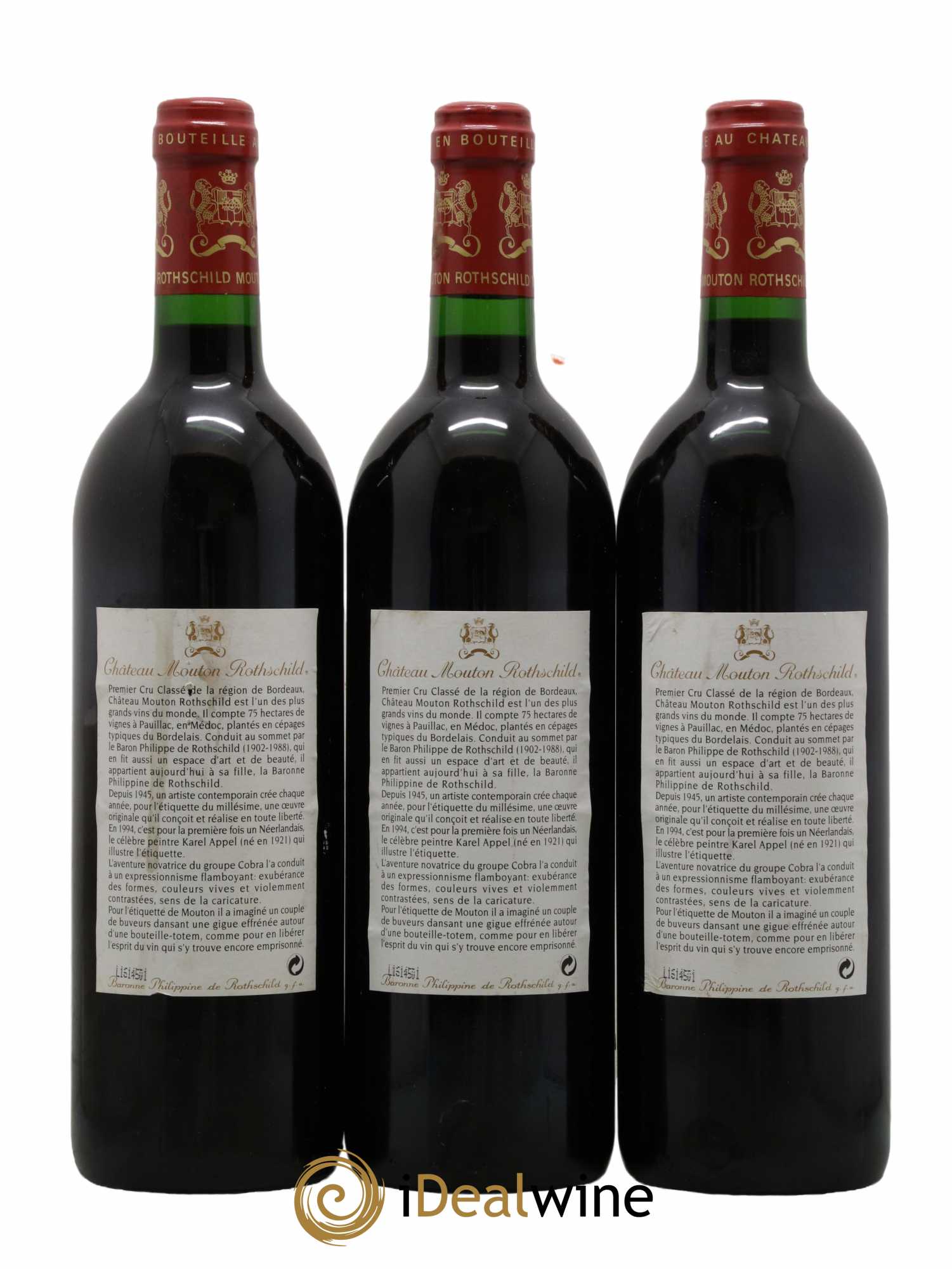 Château Mouton Rothschild 1er Grand Cru Classé 1994 - Lot de 3 bouteilles - 1
