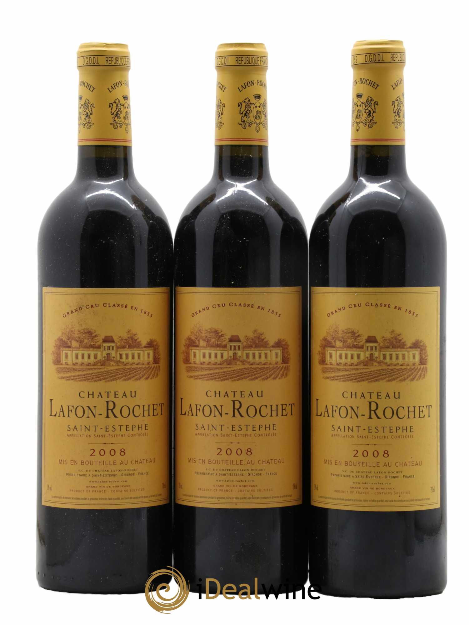 Château Lafon Rochet 4ème Grand Cru Classé 2008 - Lot de 3 bouteilles - 0