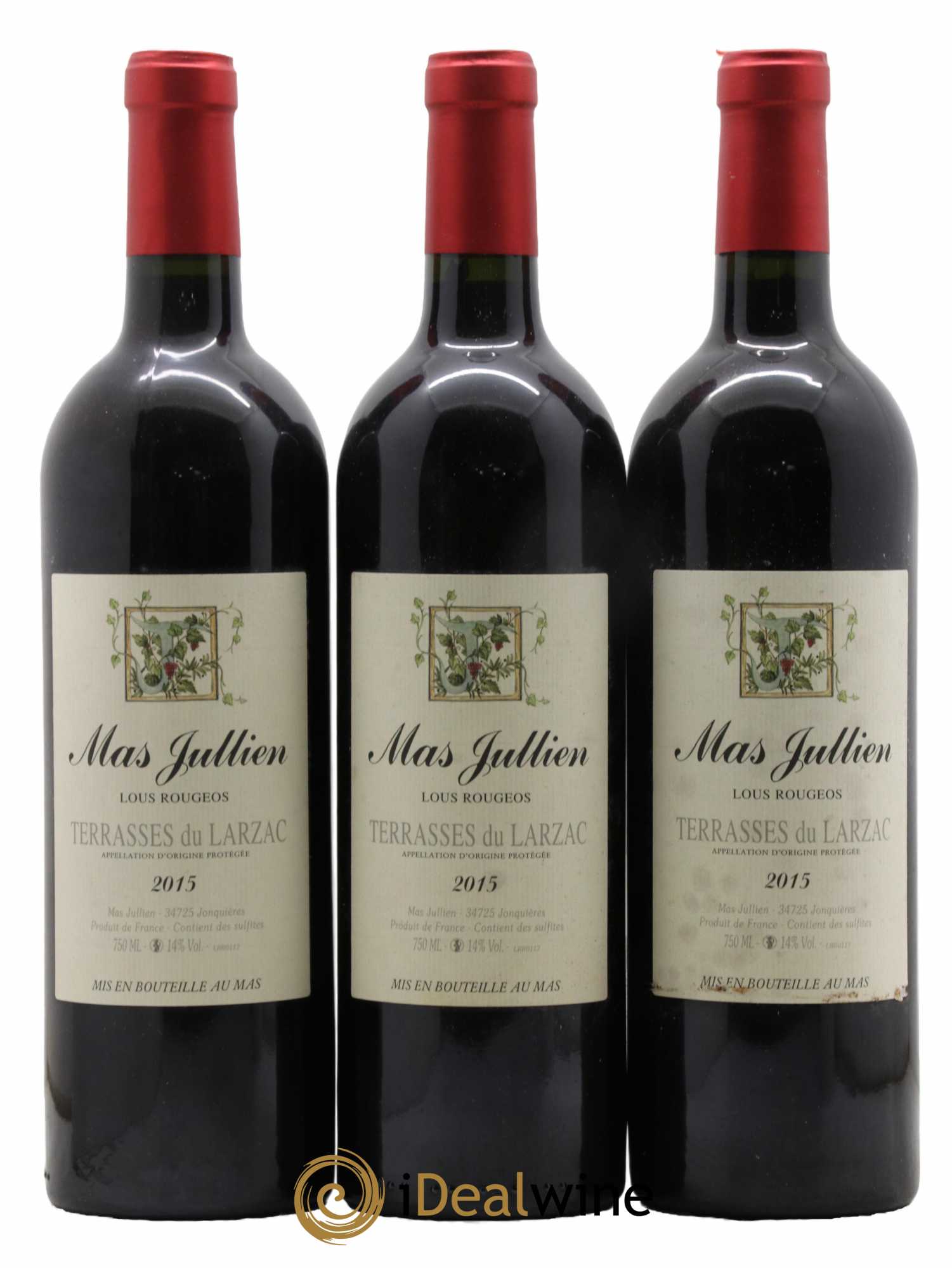 Terrasses du Larzac Mas Jullien Lous Rougeos Olivier Jullien 2015 - Lot de 3 bouteilles - 0