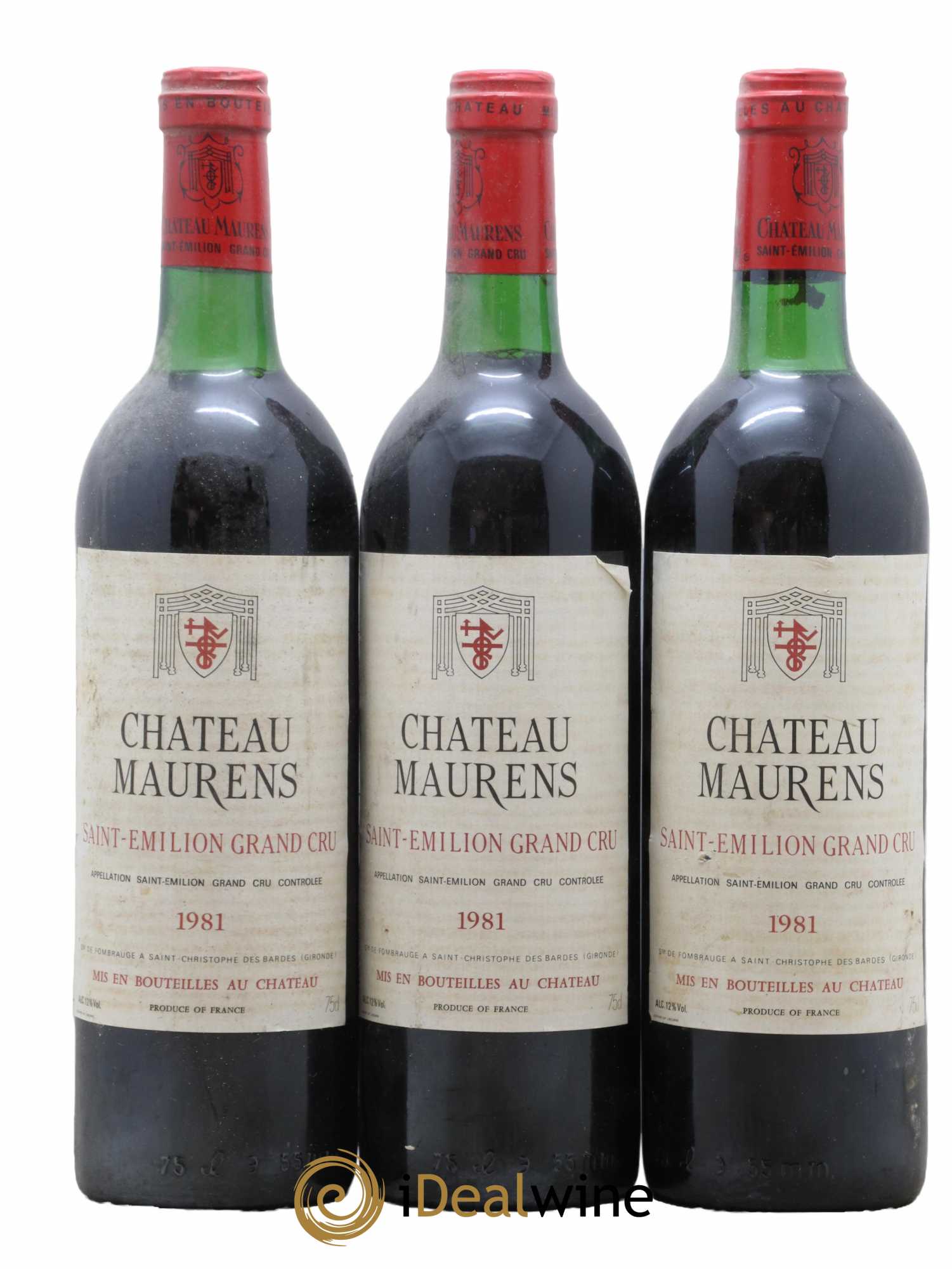 Saint-Émilion Grand Cru Château Maurens 1981 - Lot de 3 bouteilles - 0