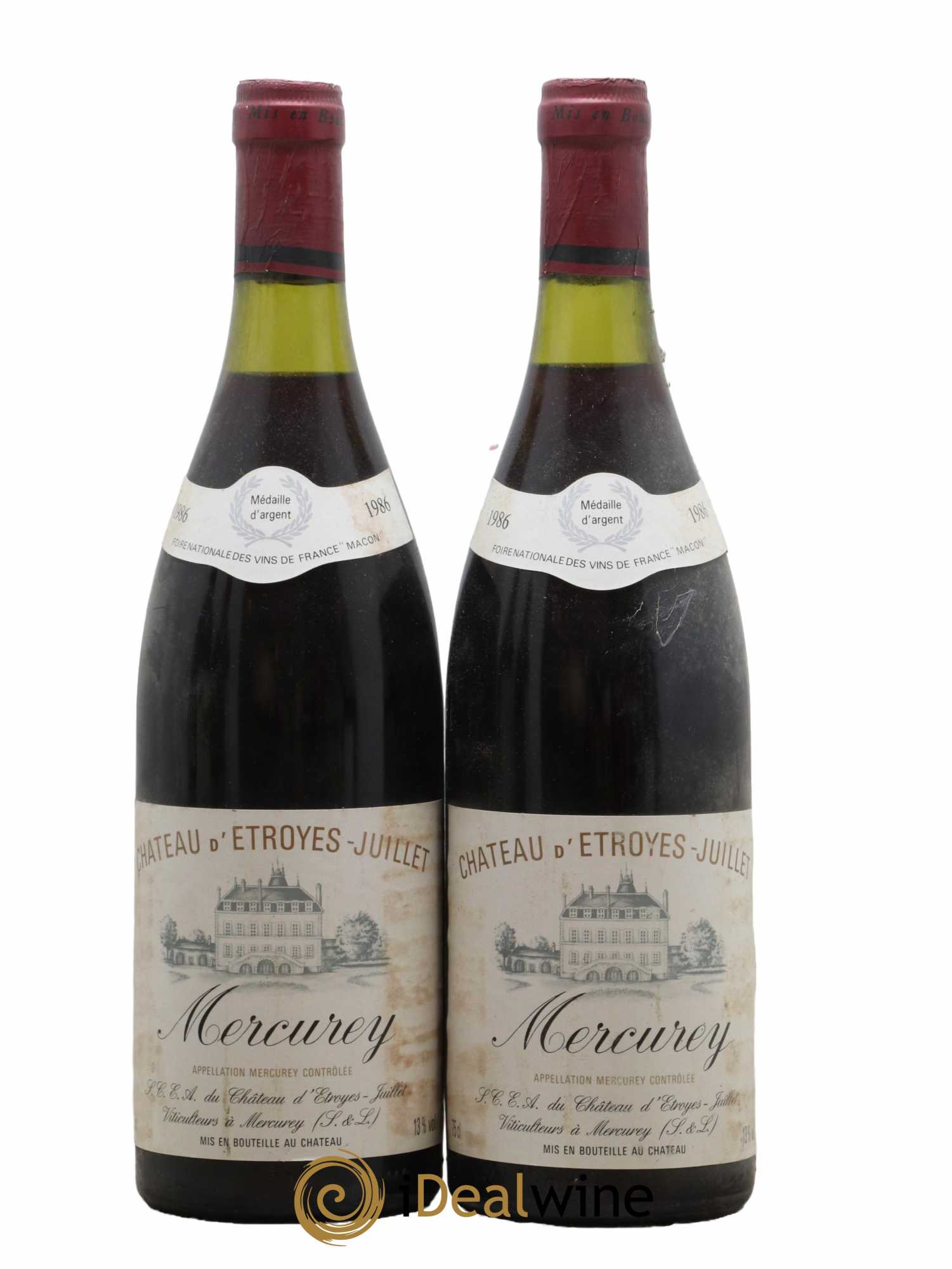 Mercurey Château D'Etroyes Juillet 1986 - Lot de 2 bouteilles - 0
