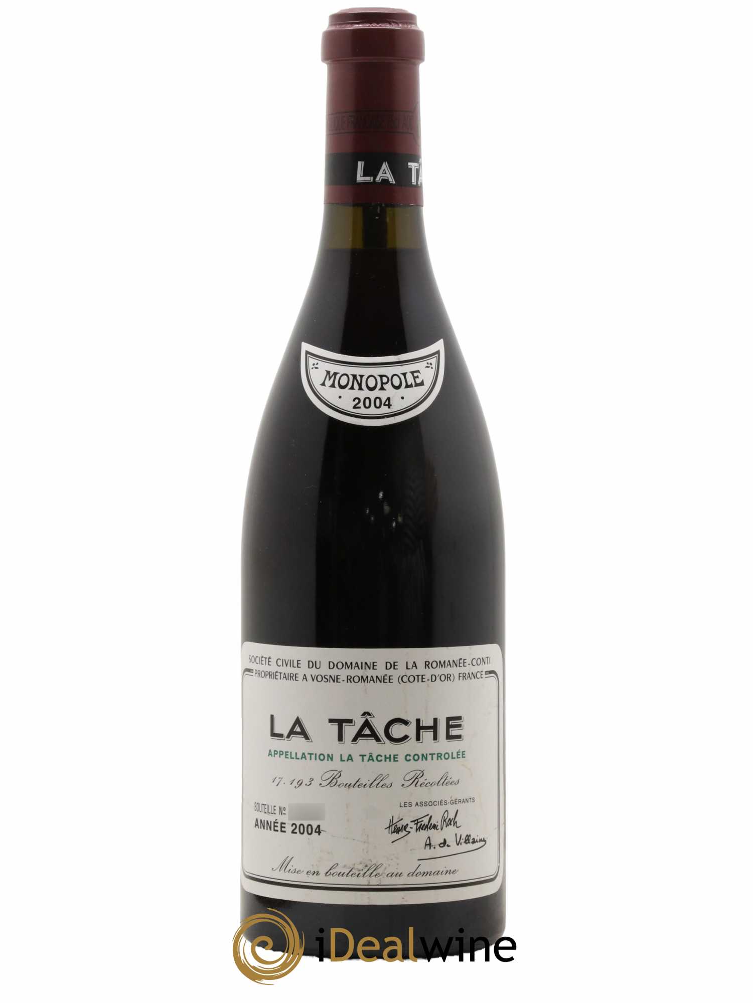 La Tâche Grand Cru Domaine de la Romanée-Conti 2004 - Lot de 1 bouteille - 0