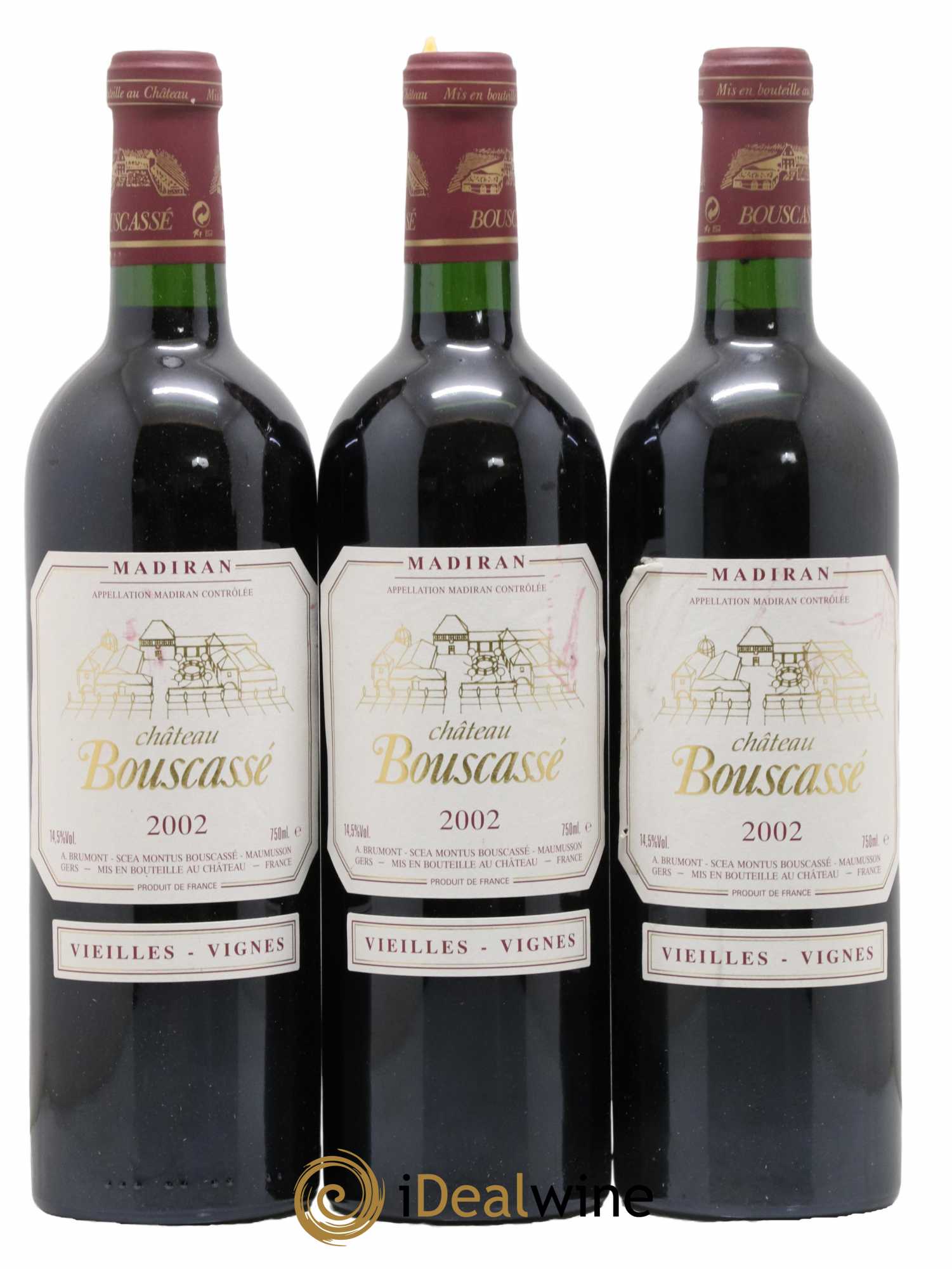 Madiran Vieilles Vignes Château Bouscassé - Alain Brumont 2002 - Lot de 3 bouteilles - 0