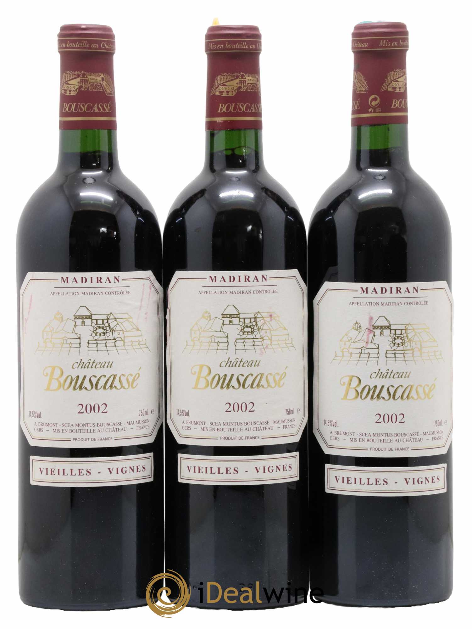 Madiran Vieilles Vignes Château Bouscassé - Alain Brumont 2002 - Lot de 3 bouteilles - 0