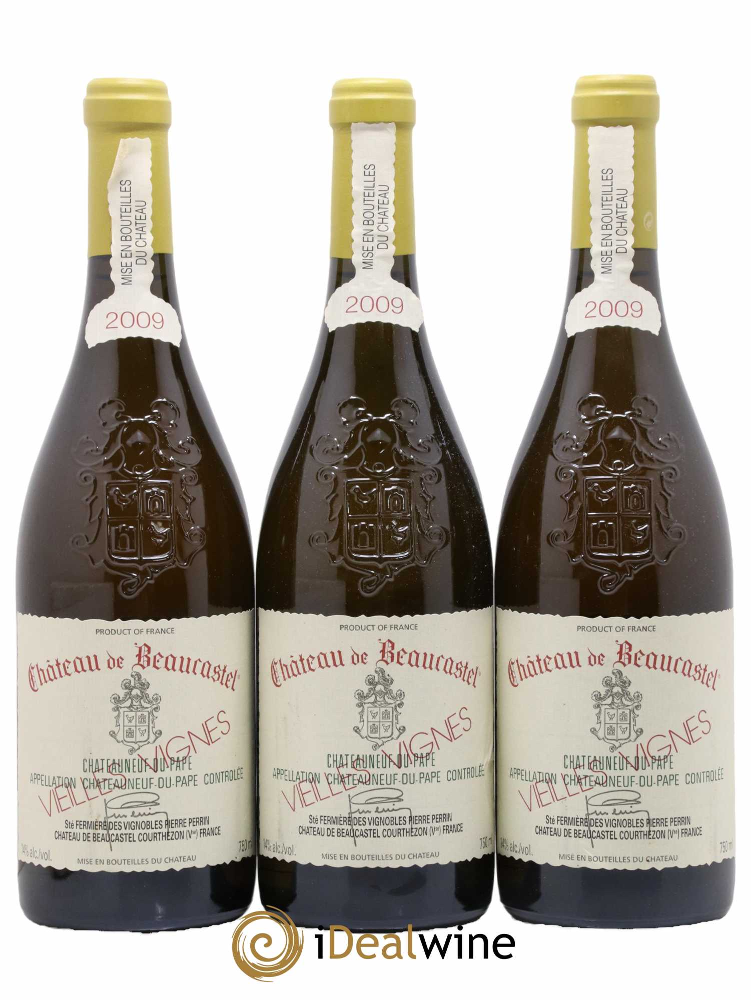 Châteauneuf-du-Pape Château de Beaucastel Vieilles vignes Roussanne Famille Perrin 2009 - Lot of 3 bottles - 0