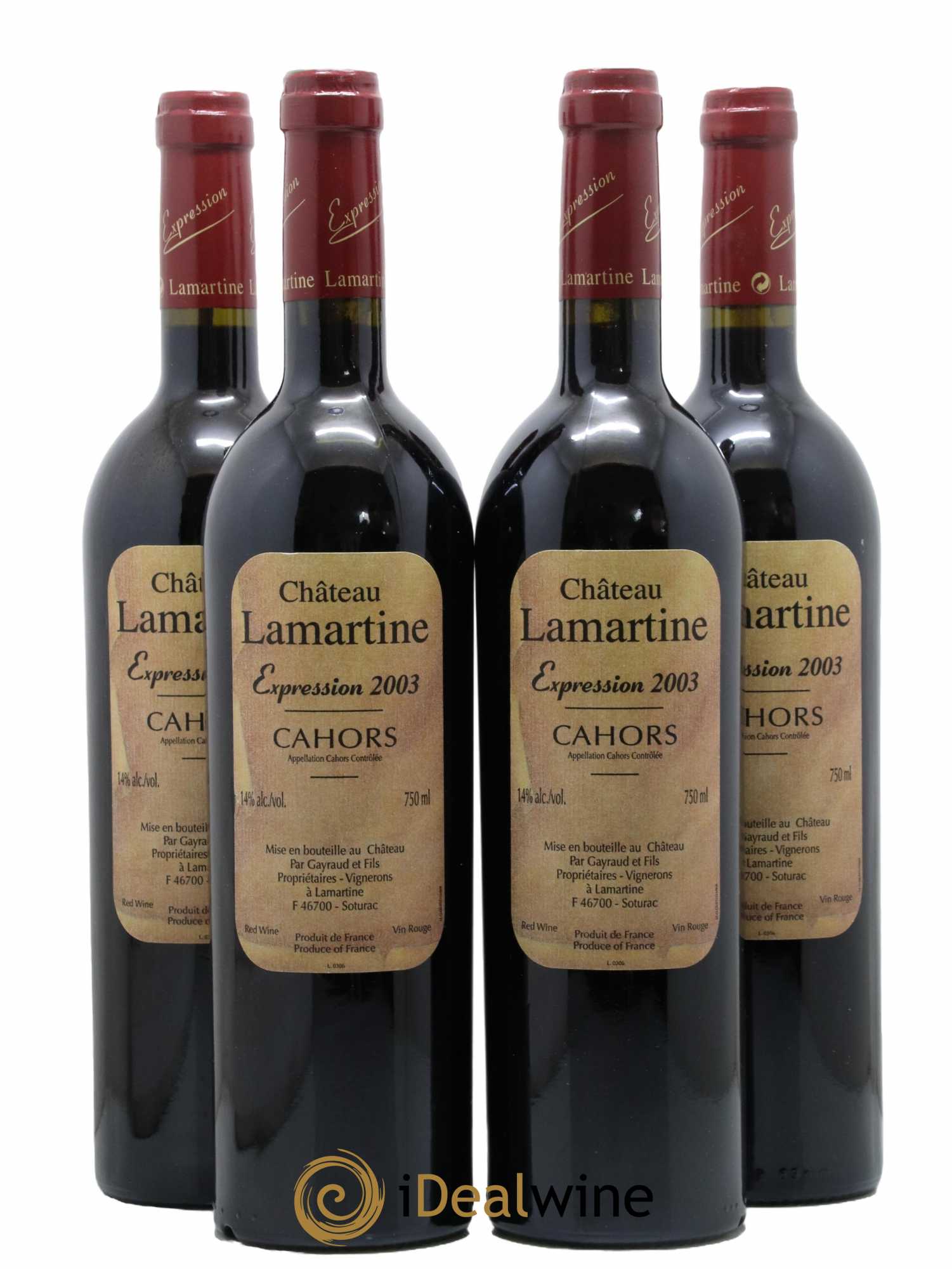 Cahors Cuvée Expression Château Lamartine 2003 - Lot de 4 bouteilles - 0