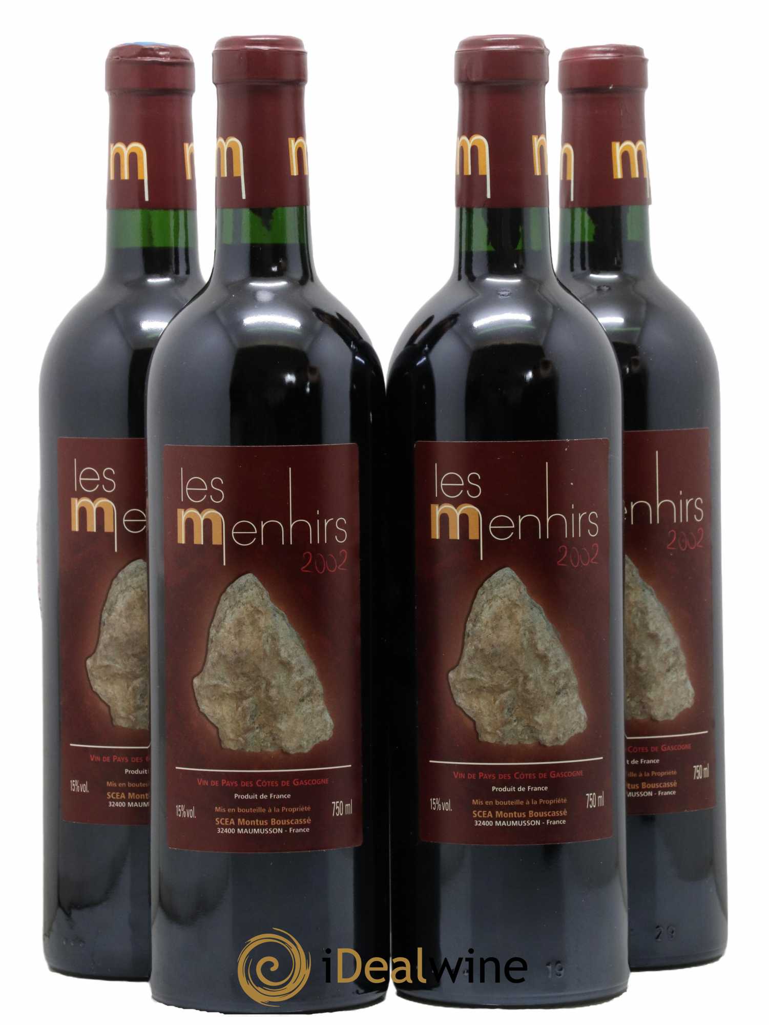 IGP Côtes de Gascogne (VDP des Côtes de Gascogne) Les Menhir Château Bouscassé 2002 - Lot de 4 bouteilles - 0