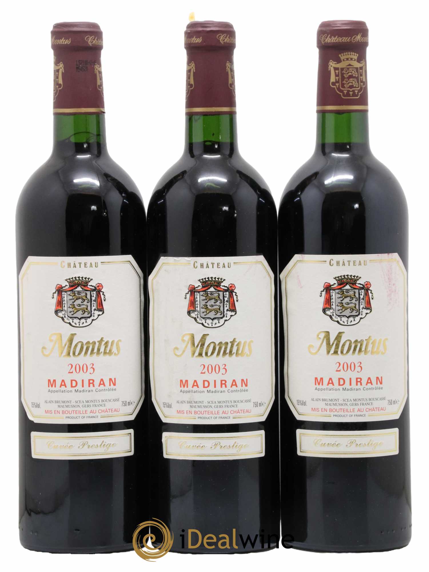 Madiran Château Montus-Prestige Alain Brumont 2003 - Lot de 3 bouteilles - 0