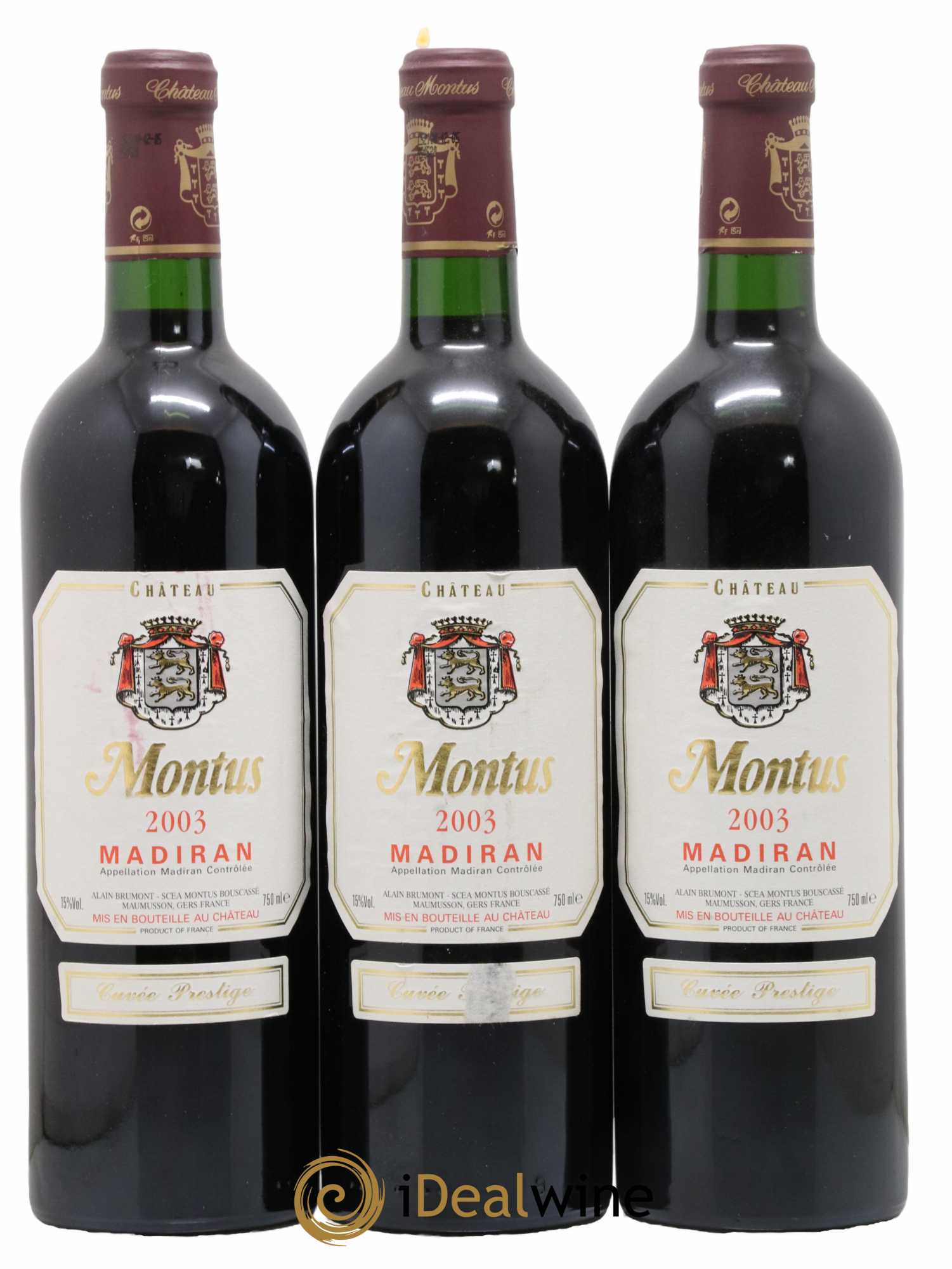 Madiran Château Montus-Prestige Alain Brumont 2003 - Lot de 3 bouteilles - 0