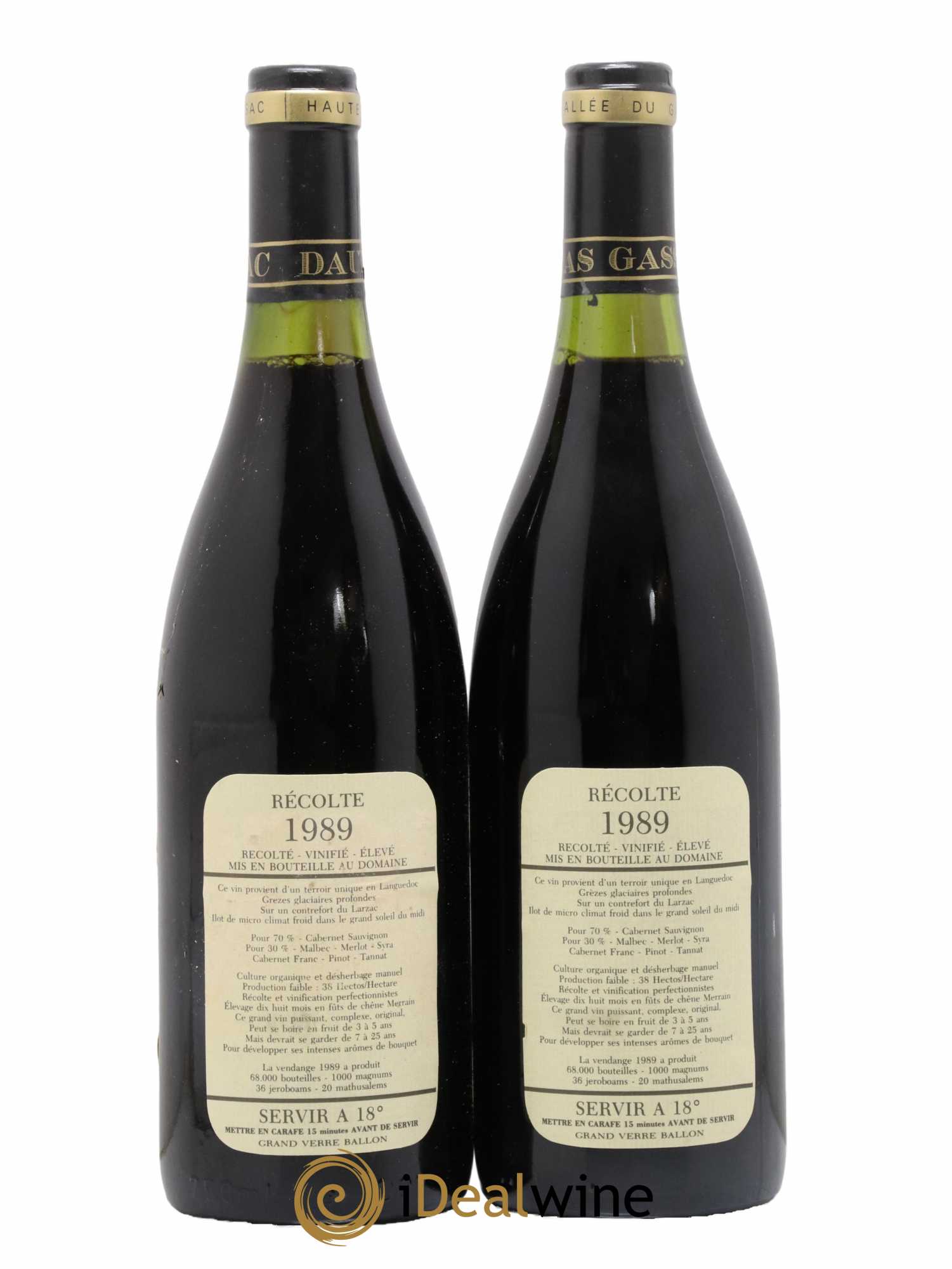 Saint-Guilhem-le-Désert - Cité d'Aniane Mas Daumas Gassac Famille Guibert de La Vaissière 1989 - Lotto di 2 bottiglie - 1