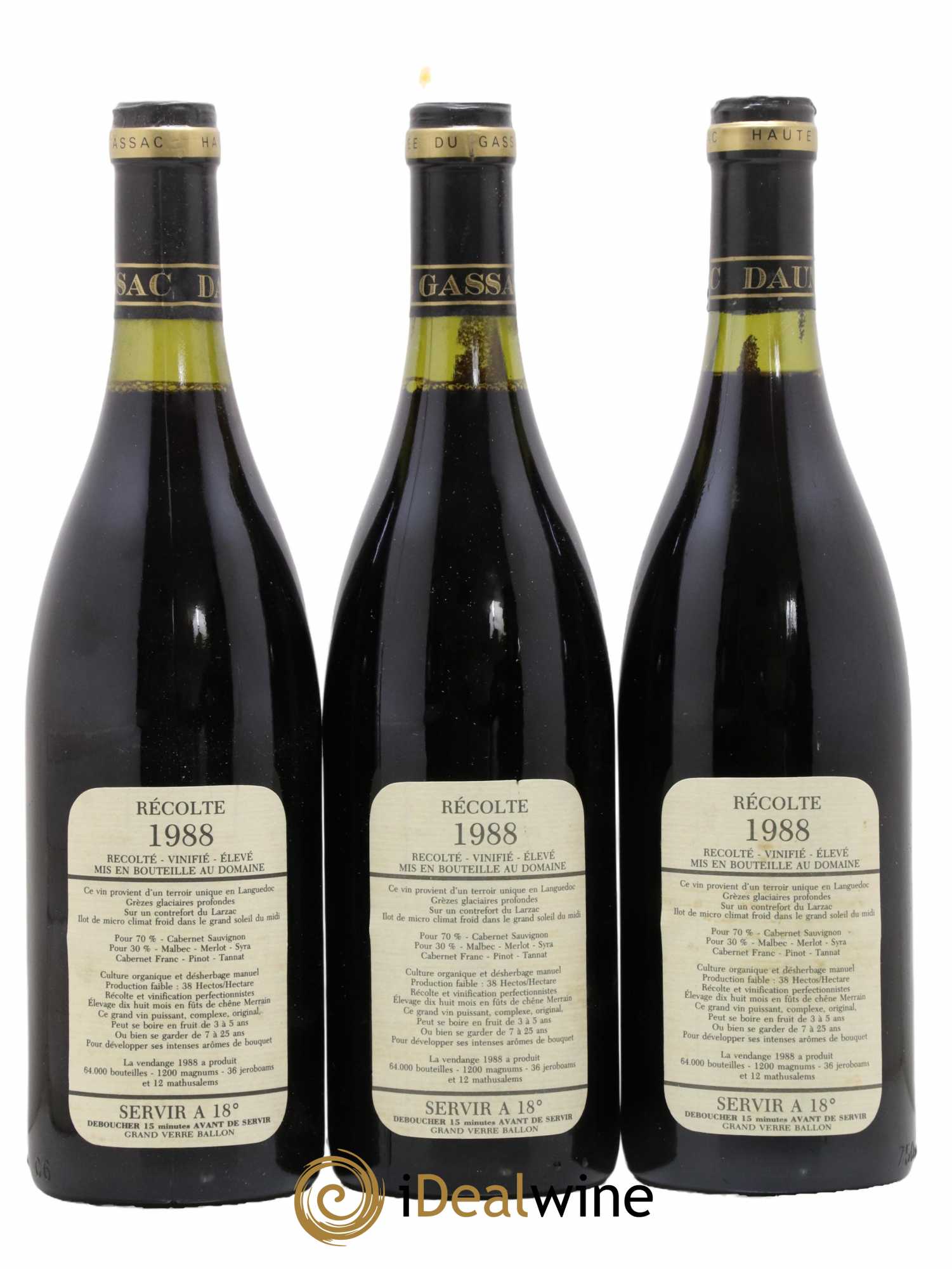 Saint-Guilhem-le-Désert - Cité d'Aniane Mas Daumas Gassac Famille Guibert de La Vaissière 1988 - Lotto di 6 bottiglie - 4