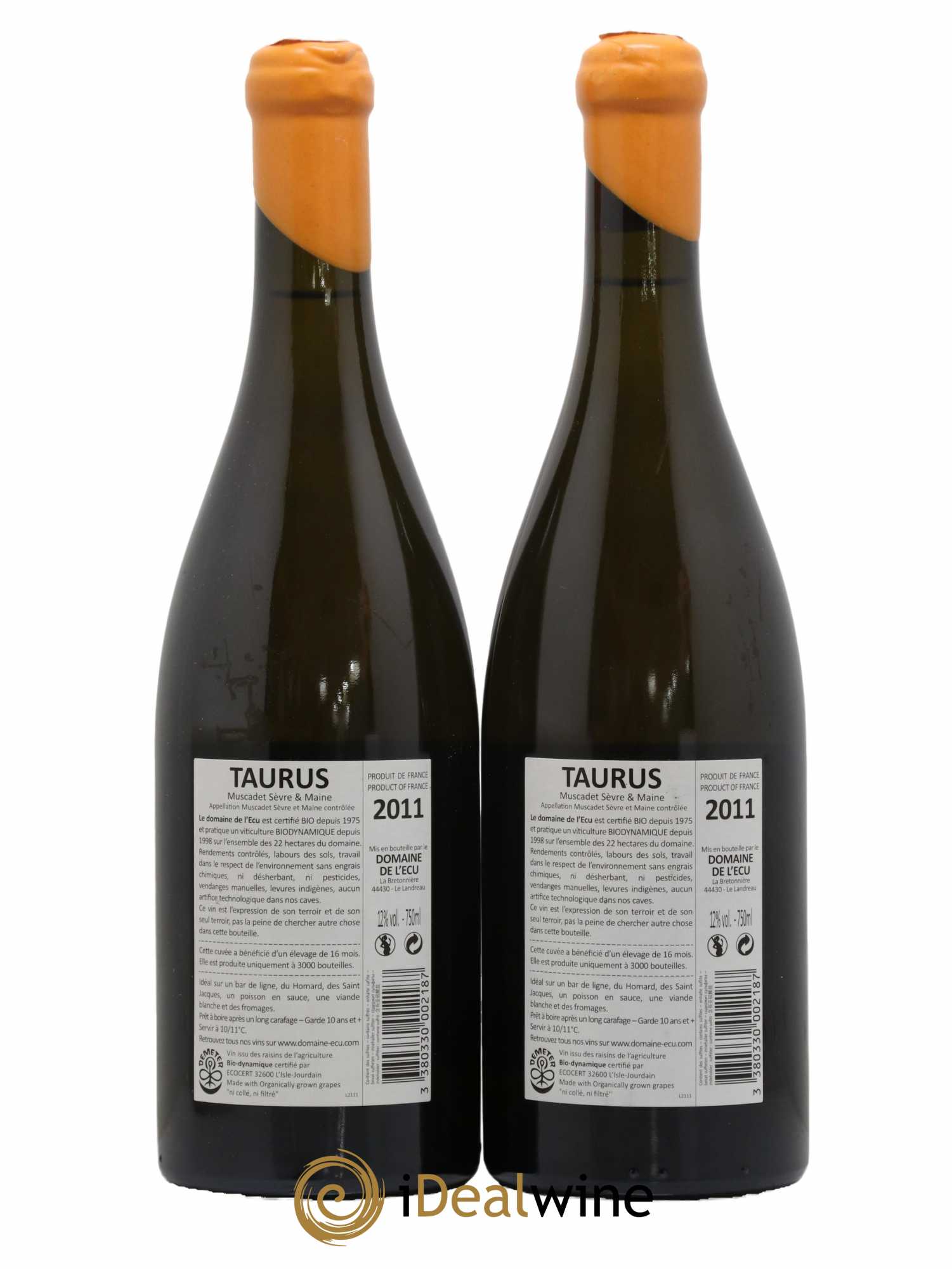 Vin de France (ex-Muscadet-Sèvre-et-Maine) Taurus Domaine de L'Ecu 2011 - Lot de 2 bouteilles - 1