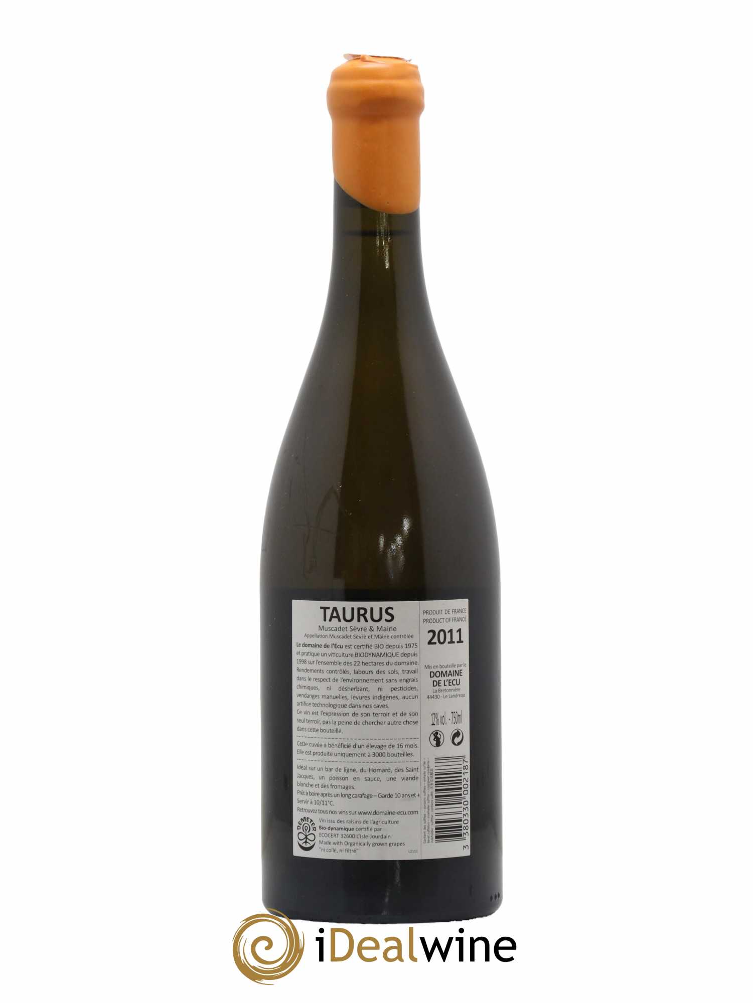 Vin de France (ex-Muscadet-Sèvre-et-Maine) Taurus Domaine de L'Ecu 2011 - Lot de 1 bouteille - 1