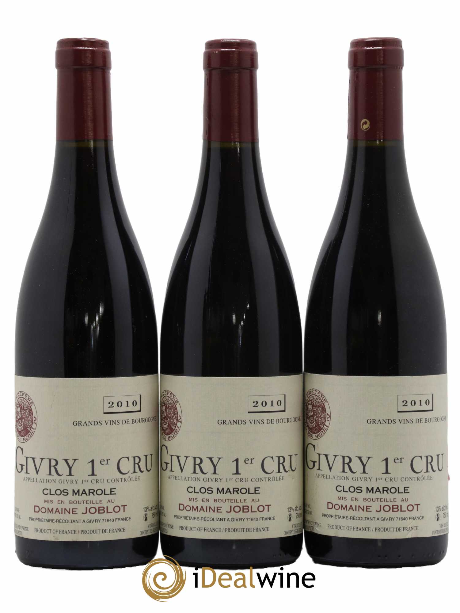 Givry 1er Cru Clos Marole Joblot (Domaine) 2010 - Lot de 3 bouteilles - 0